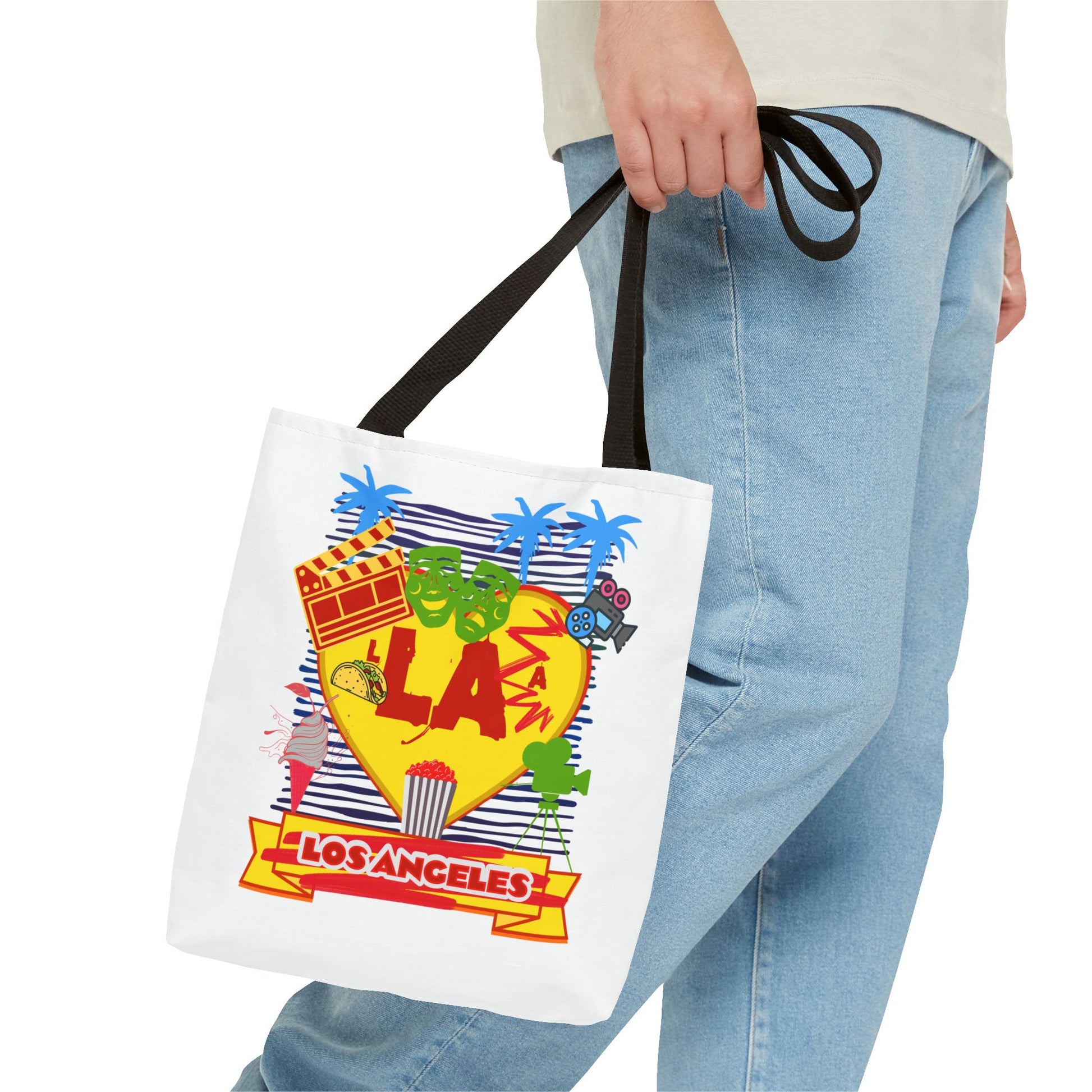 Los Angeles Love Tote Bag, Fun Beach Bag, Travel Tote, Summer Accessory, Gift for Travelers, AOP Design