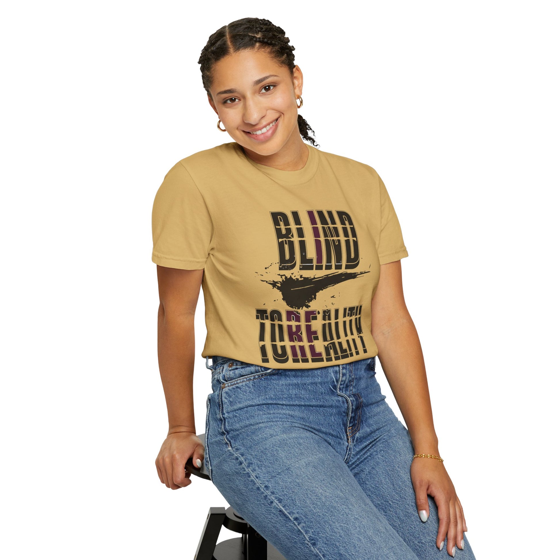 Unisex Garment-Dyed T-shirt with 'Blind to Reality - Clear the Fog' Design, Casual Wear, Gift for Dreamers, Inspirational Tee, [...]