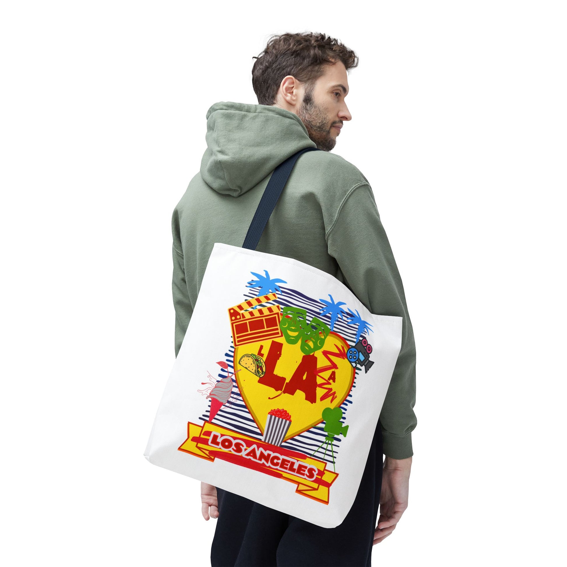 Los Angeles Love Tote Bag, Fun Beach Bag, Travel Tote, Summer Accessory, Gift for Travelers, AOP Design