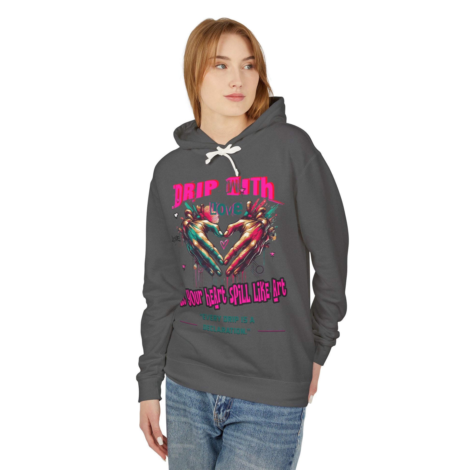 Colorful Love Hoodie, Unisex Sweatshirt for Couples, Unique Gift for Valentine's Day, Cozy Casual Hoodie, Drip with Love Design