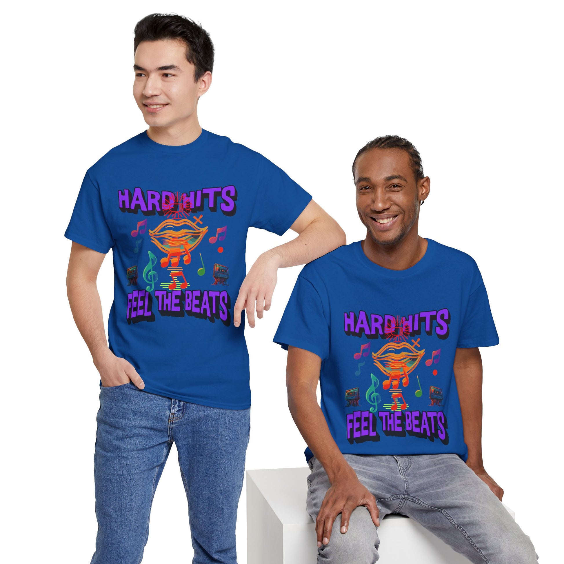 Music Lover Tee - Hard Hits Feel The Beats, Unisex Cotton Shirt, Perfect Gift for Musicians, Concerts, Festivals, Casual Wear