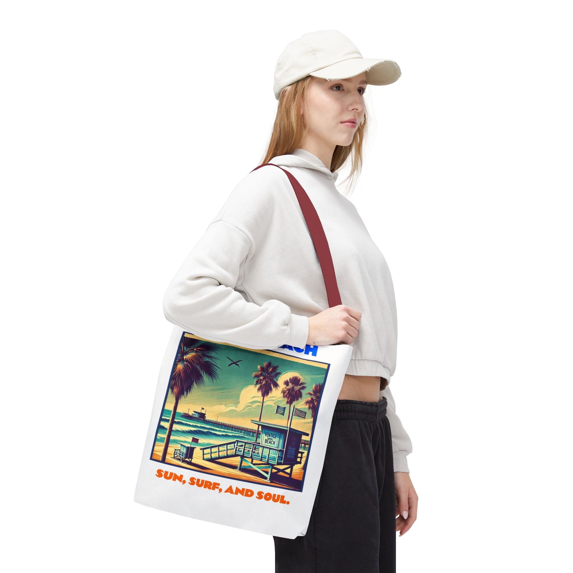 Venice Beach Tote Bag - Sun, Surf, and Soul, Beach Bag, Eco-Friendly, Summer Essential, Travel Tote, Gift for Beach Lovers