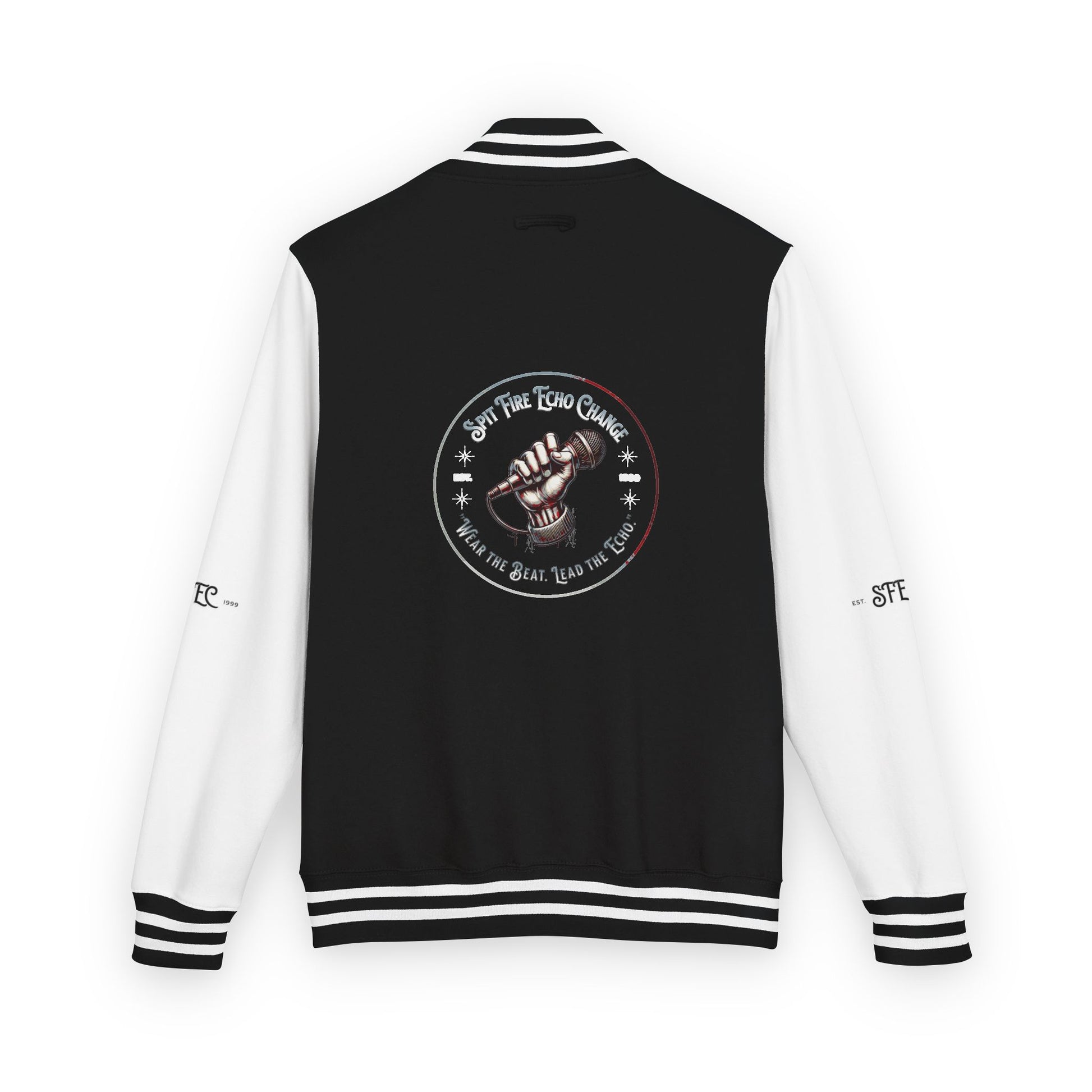 Unisex Varsity Letterman Jacket – Spit Fire Echo Change Embroidered Design