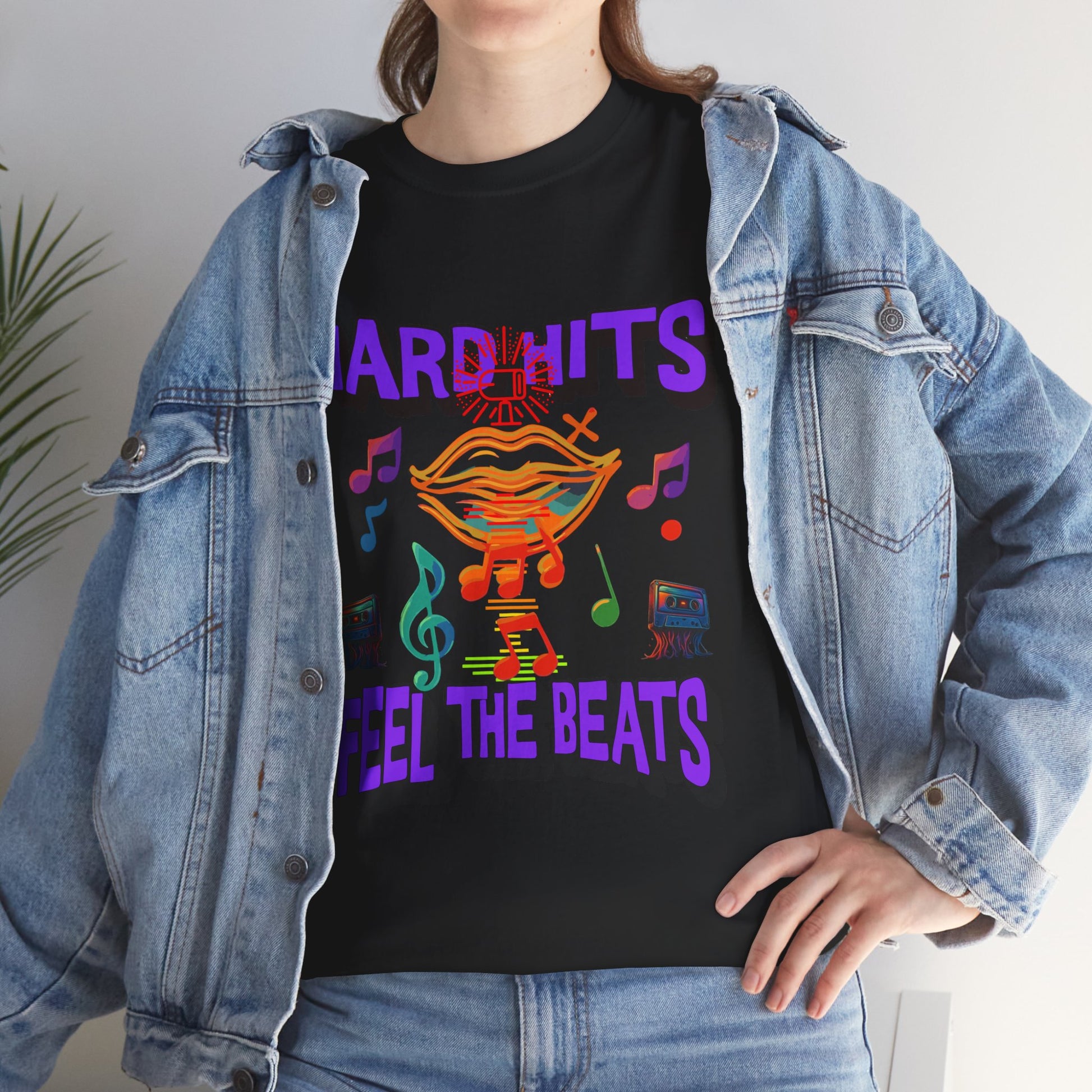Music Lover Tee - Hard Hits Feel The Beats, Unisex Cotton Shirt, Perfect Gift for Musicians, Concerts, Festivals, Casual Wear