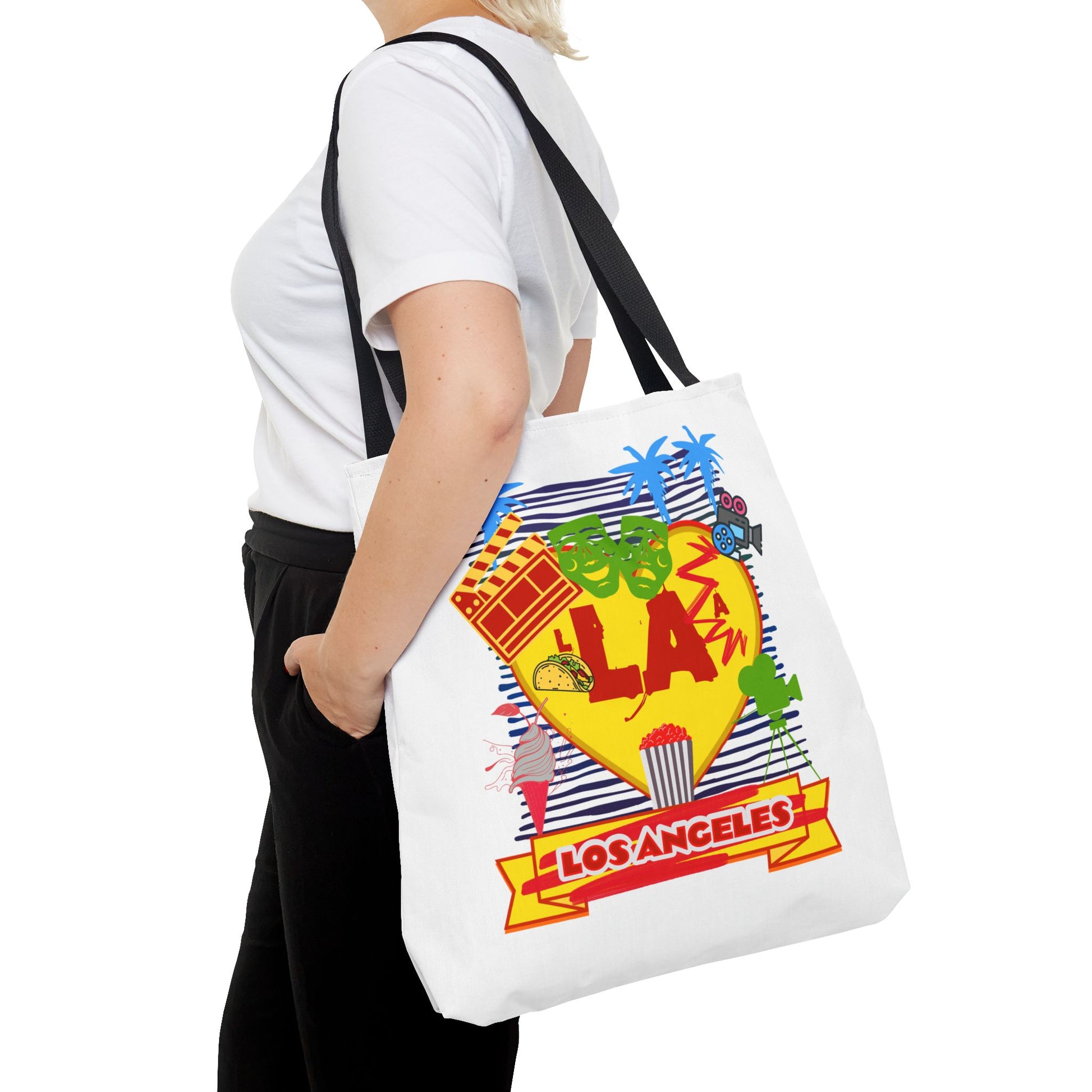 Los Angeles Love Tote Bag, Fun Beach Bag, Travel Tote, Summer Accessory, Gift for Travelers, AOP Design