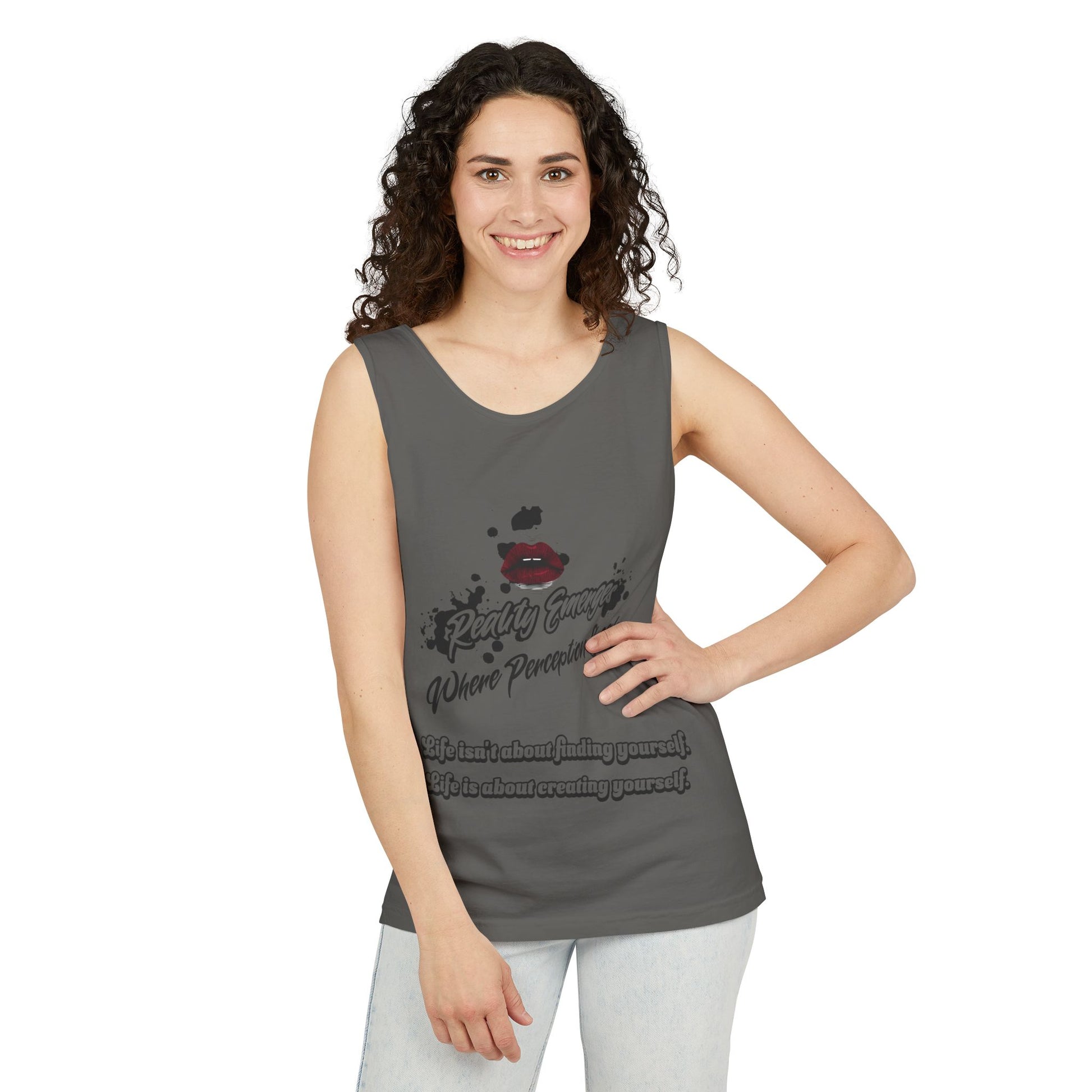 Tank Top - "Create Yourself" Quote Design, Motivational Apparel, Gift for Self-Love, Summer Essential, Positive Vibes