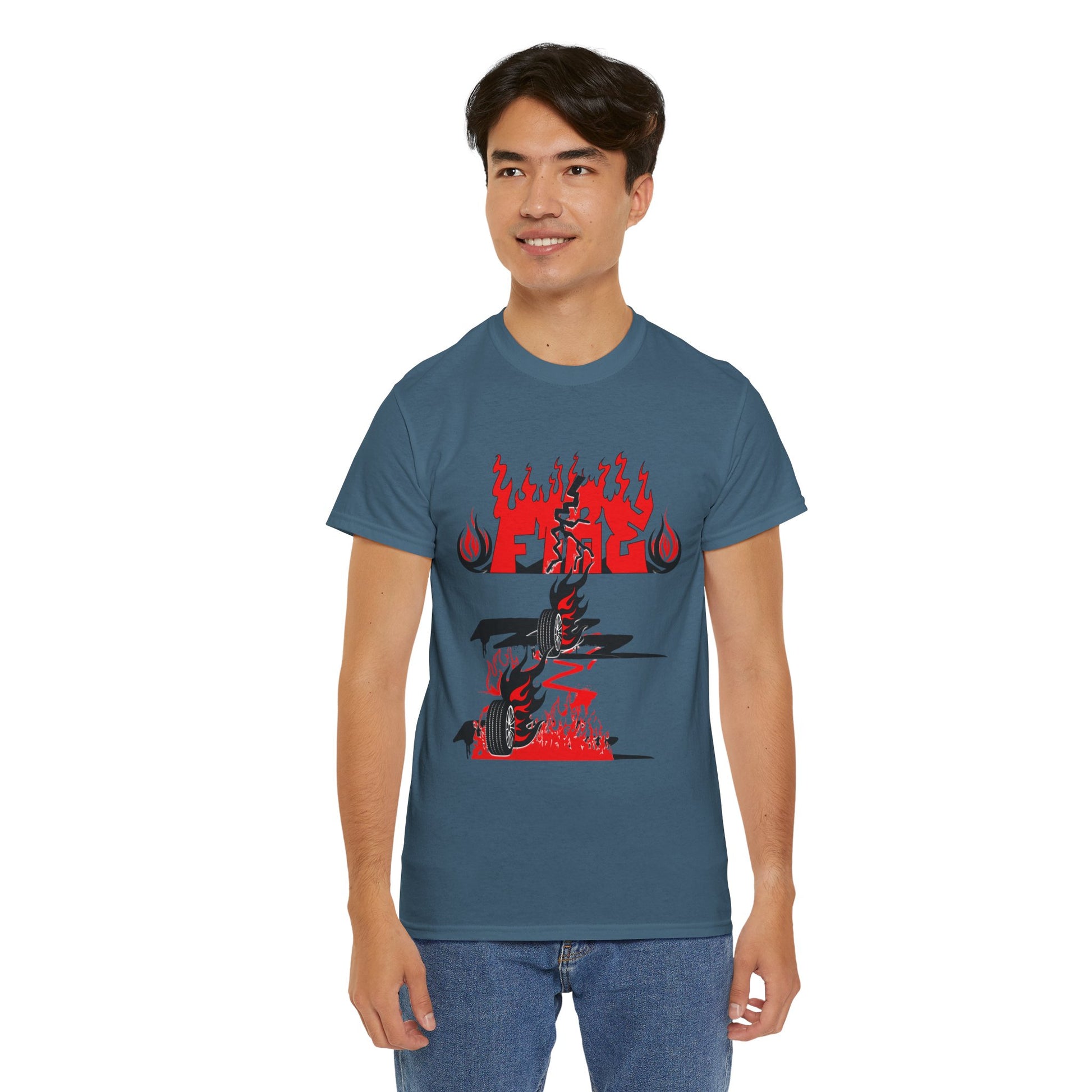 Fire Graphic Unisex Tee, Graphic T-Shirt, Casual Wear, Street Style, Gift for Him/Her, Festival Outfit