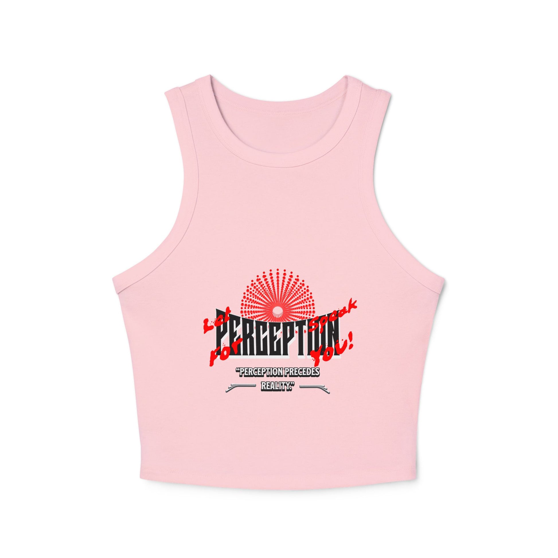 Women's Graphic Crop Tank Top: 'Perception' Design, Summer Essential, Casual Wear, Workout Gear, Festival Outfit