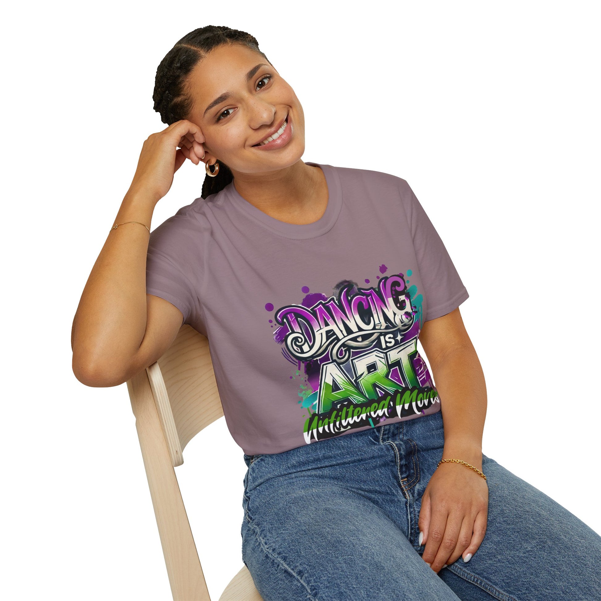 Dance Tee Unisex Softstyle T-Shirt: Dancing is Art & Unfiltered Moves Design