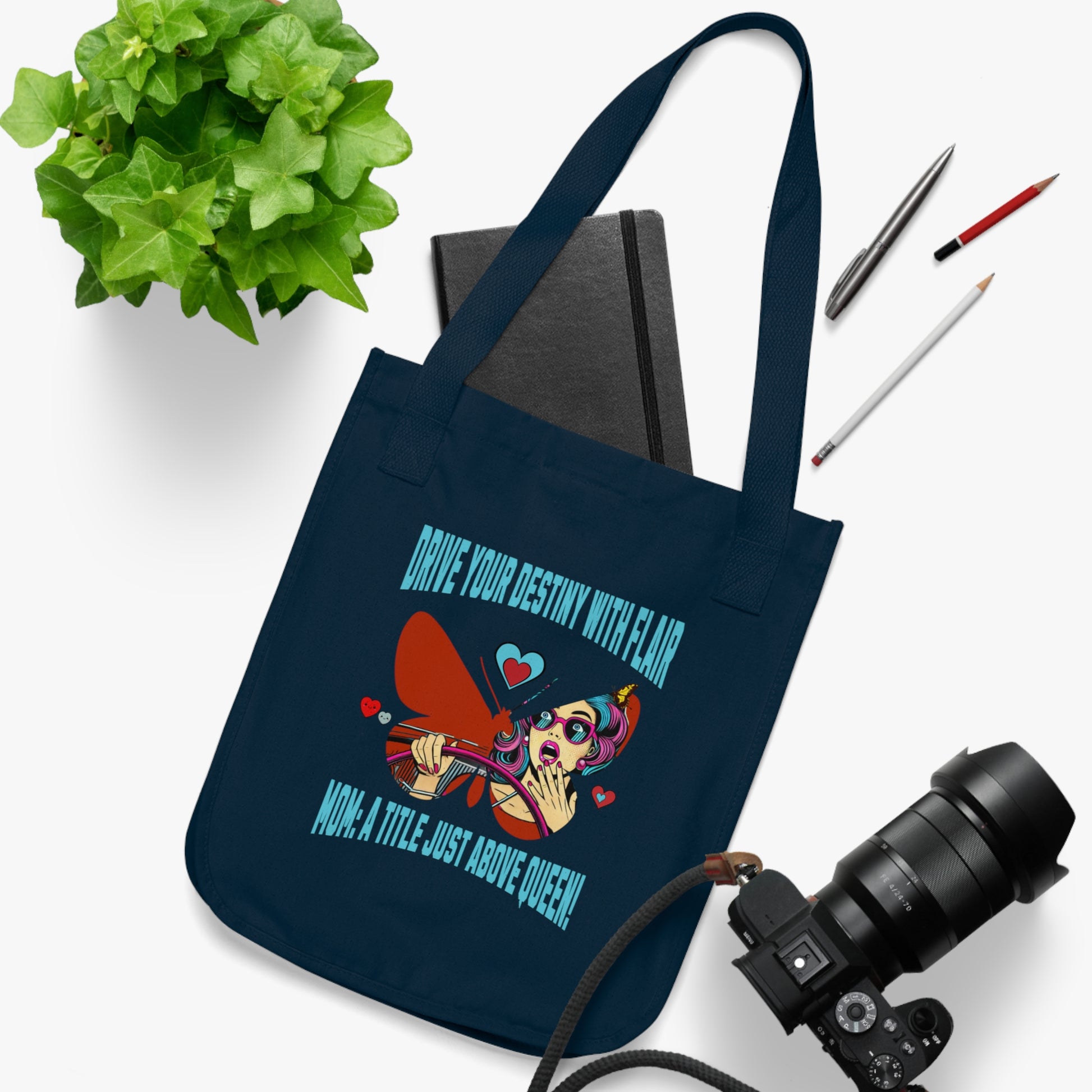 Inspired Organic Canvas Tote Bag - Drive Your Destiny, Eco-Friendly Shopping, Bohemian Style, Gift for Her, Sustainable Accessory