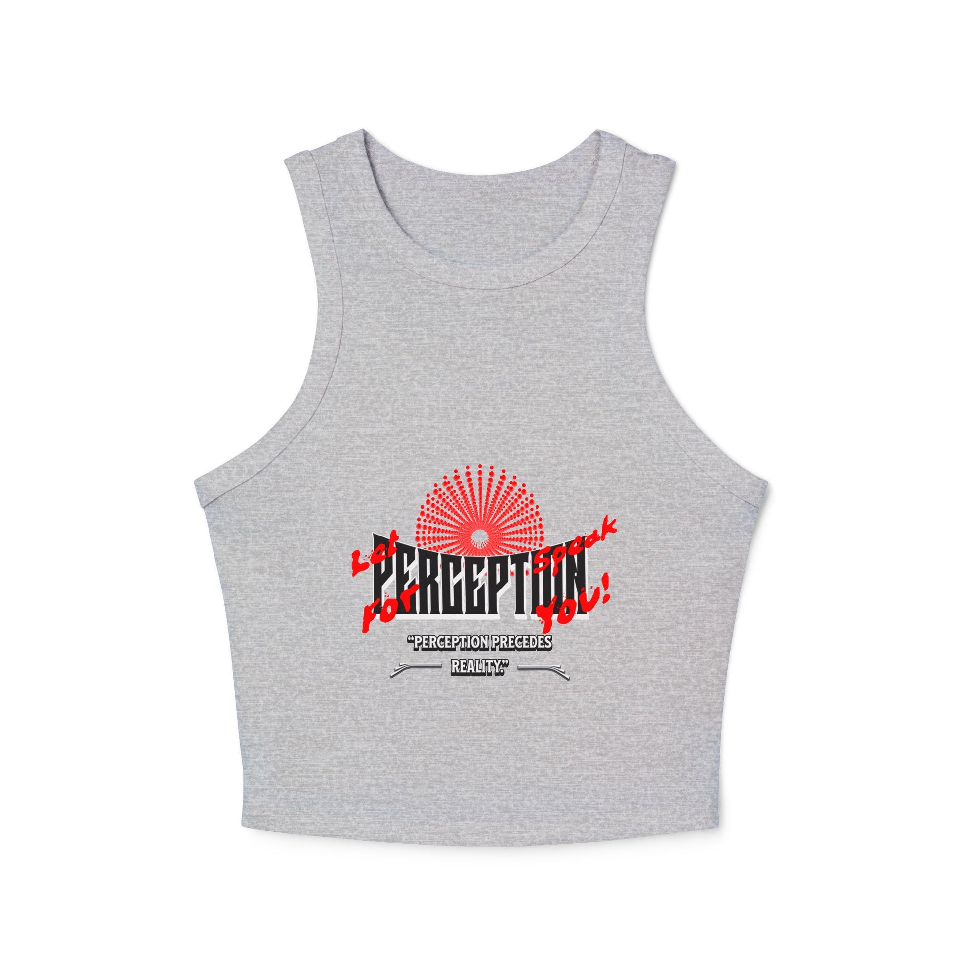 Women's Graphic Crop Tank Top: 'Perception' Design, Summer Essential, Casual Wear, Workout Gear, Festival Outfit