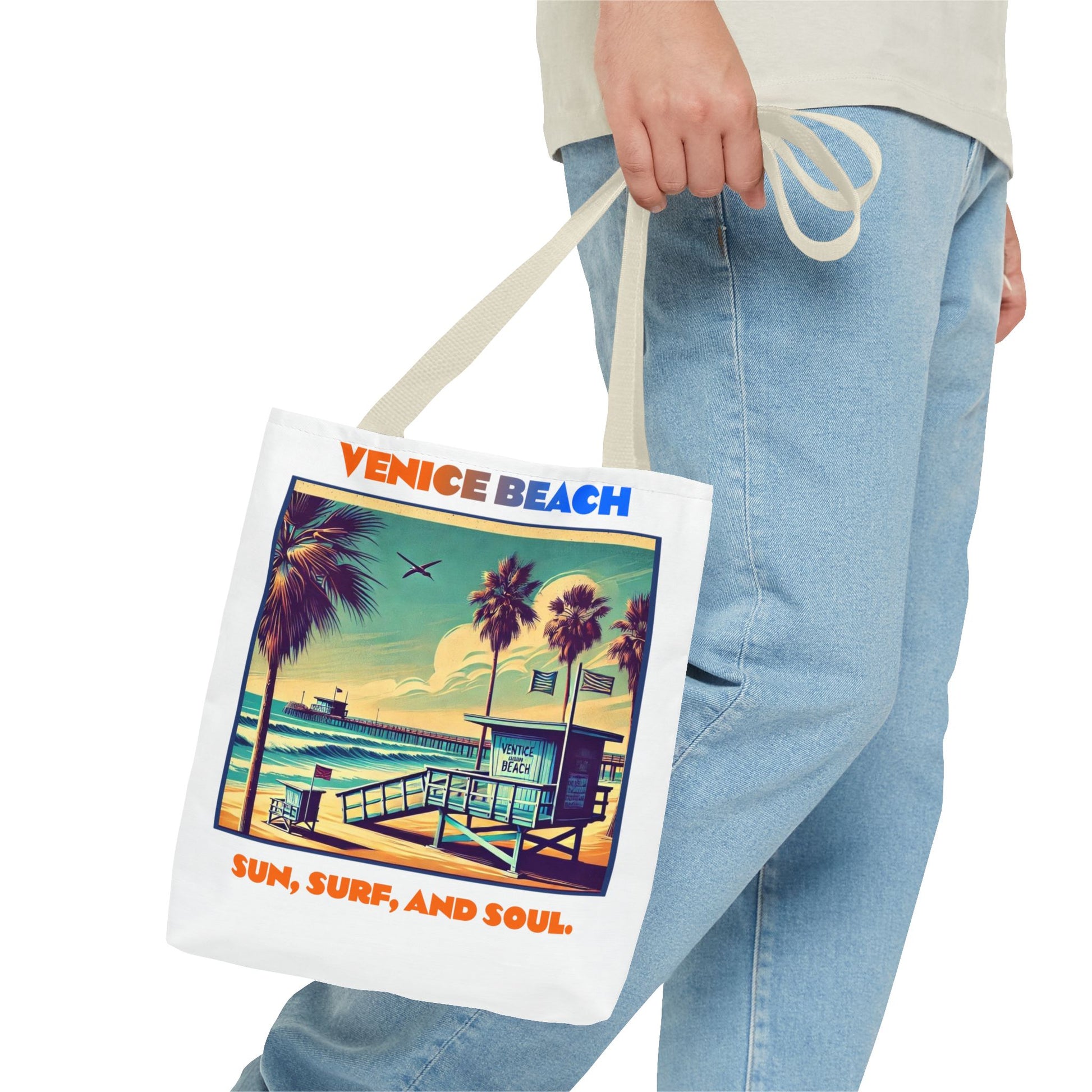Venice Beach Tote Bag - Sun, Surf, and Soul, Beach Bag, Eco-Friendly, Summer Essential, Travel Tote, Gift for Beach Lovers