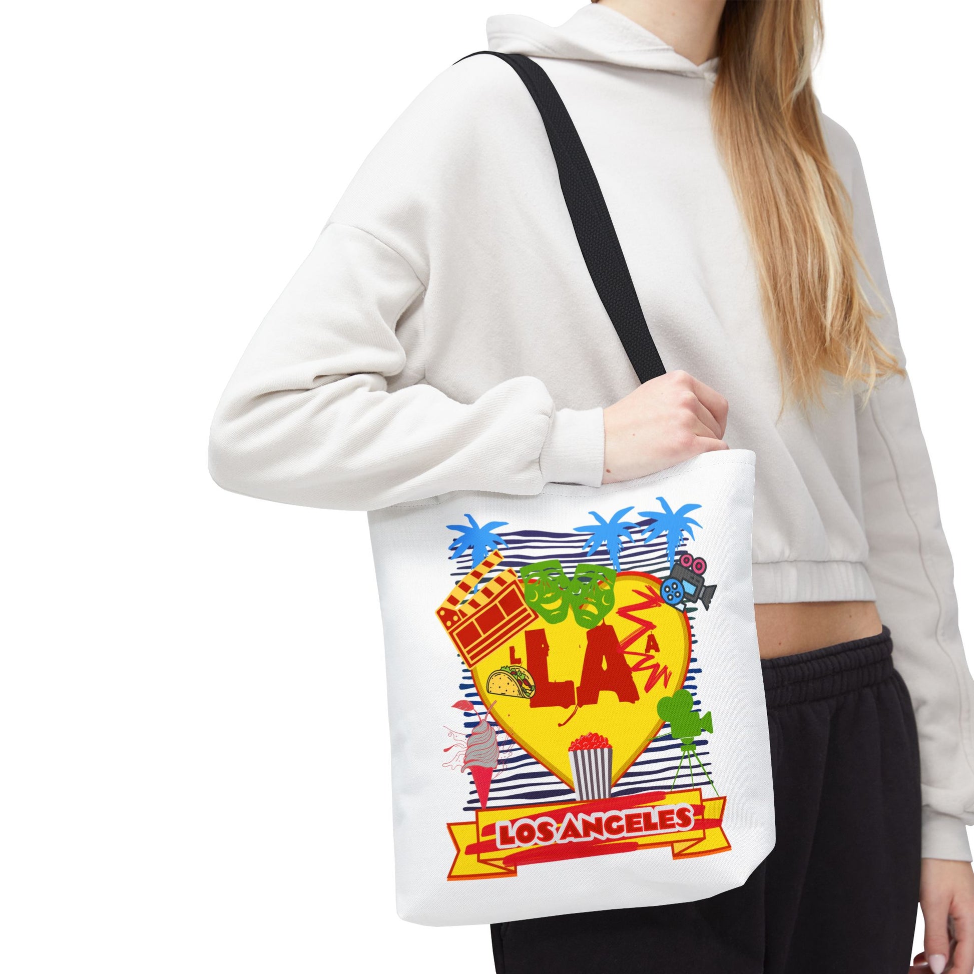 Los Angeles Love Tote Bag, Fun Beach Bag, Travel Tote, Summer Accessory, Gift for Travelers, AOP Design