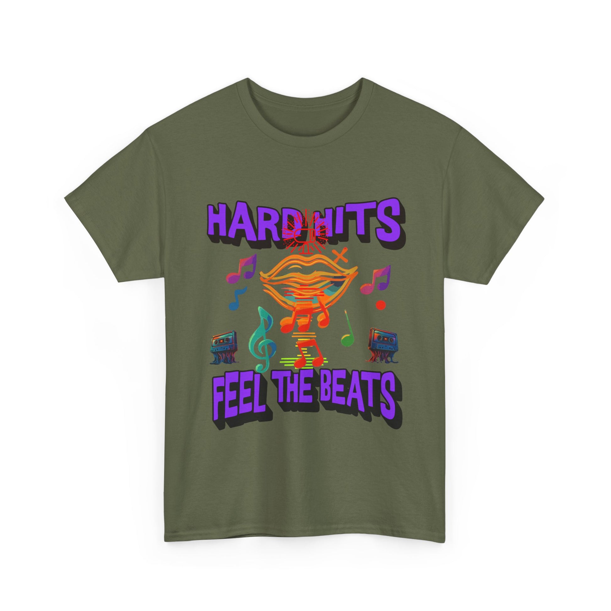 Music Lover Tee - Hard Hits Feel The Beats, Unisex Cotton Shirt, Perfect Gift for Musicians, Concerts, Festivals, Casual Wear