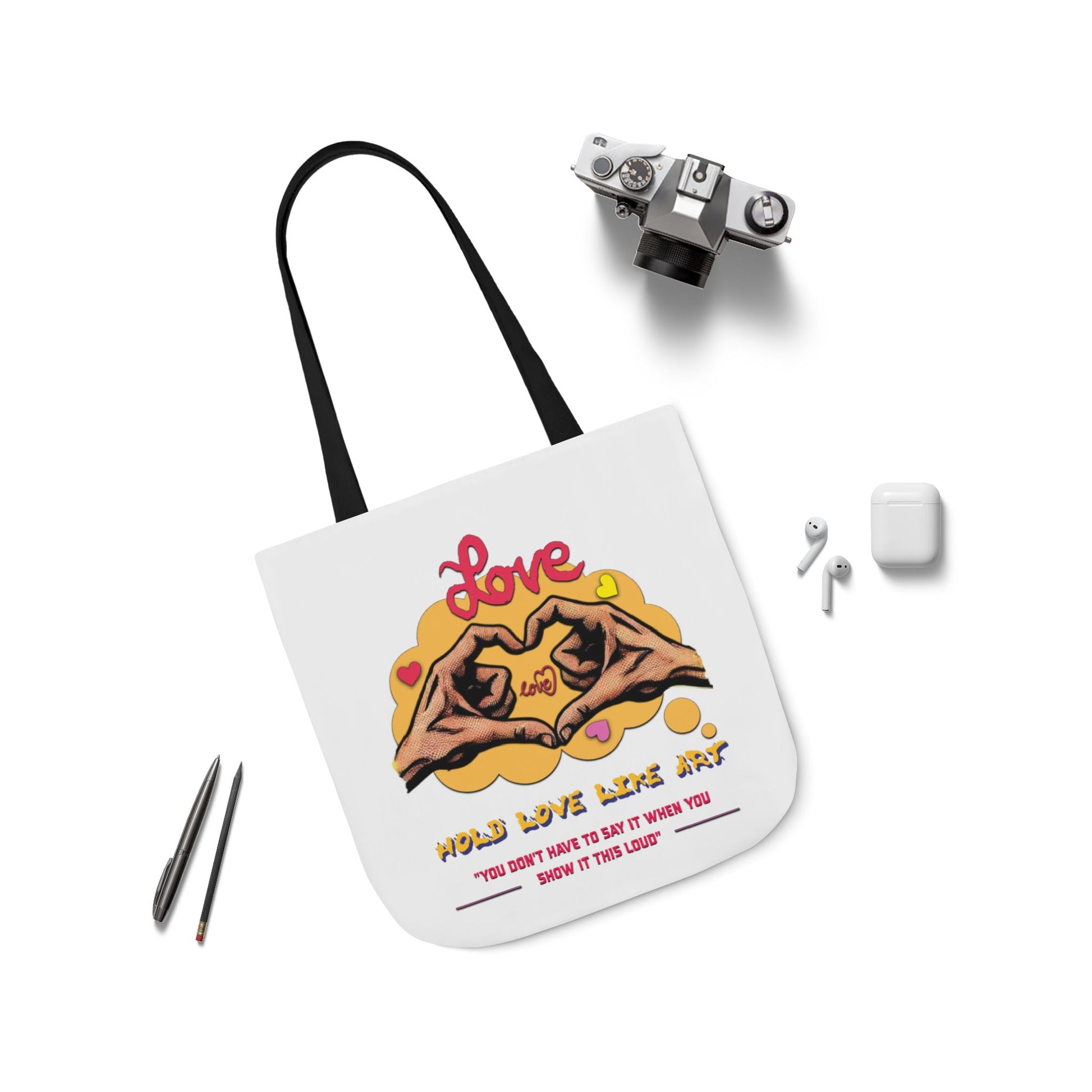 Love Canvas Tote Bag with 5-Color Straps - Perfect for Everyday Use, Gifts, Shopping, Eco-Friendly, Valentine's Day