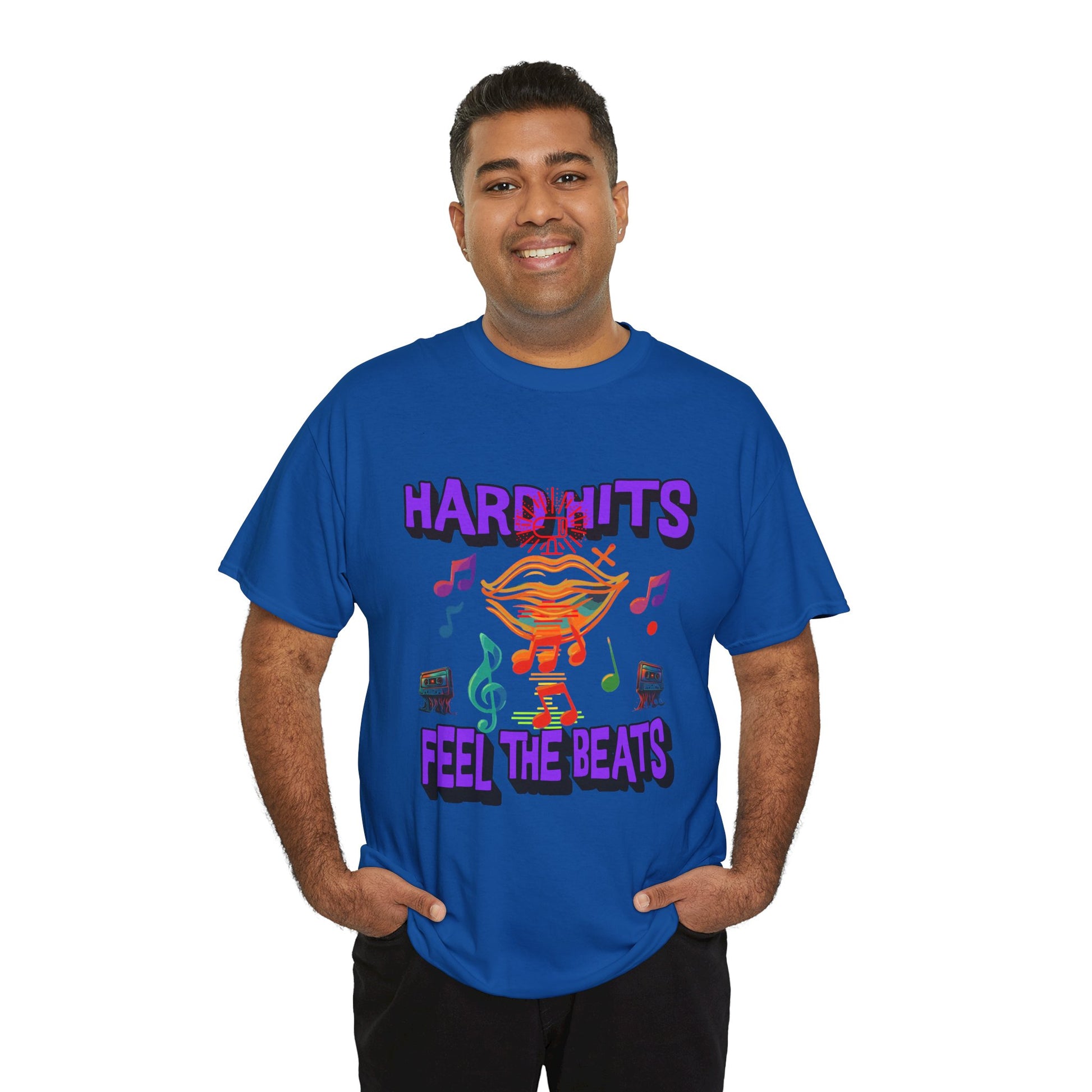 Music Lover Tee - Hard Hits Feel The Beats, Unisex Cotton Shirt, Perfect Gift for Musicians, Concerts, Festivals, Casual Wear