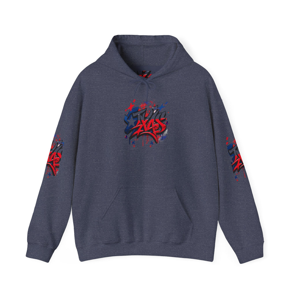 Patriotic Graffiti Hoodie, Cozy Sweatshirt for Casual Wear, Perfect Gift for July 4th, Stylish Streetwear, Unisex Fashion