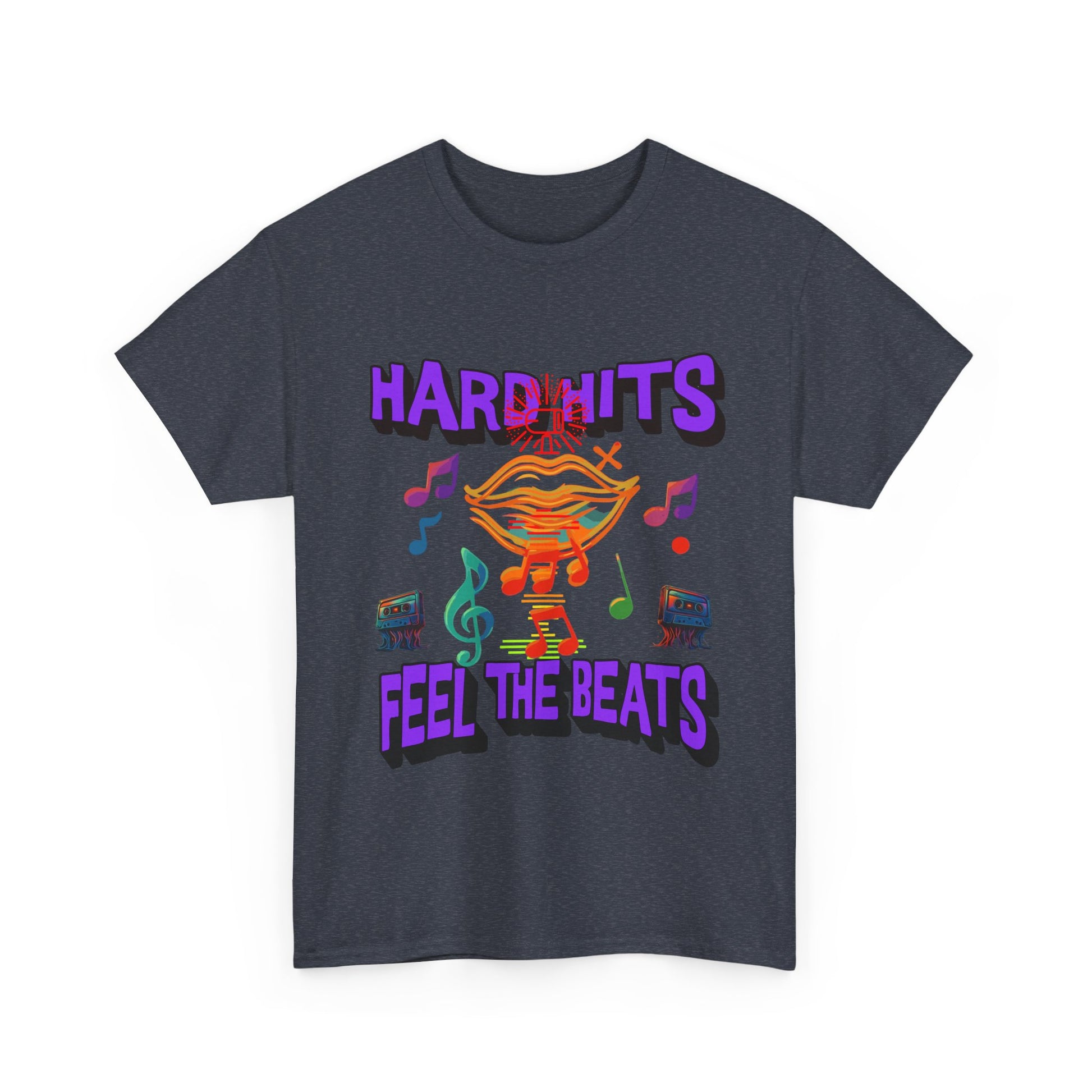 Music Lover Tee - Hard Hits Feel The Beats, Unisex Cotton Shirt, Perfect Gift for Musicians, Concerts, Festivals, Casual Wear