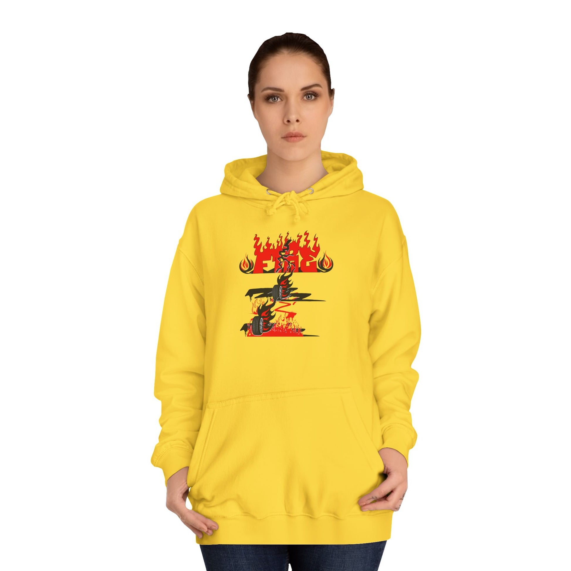 College Hoodie - "Fire" - Unisex Hooded Sweatshirt, Campus Apparel, Gift for Students, College Life, Orange Hoodie