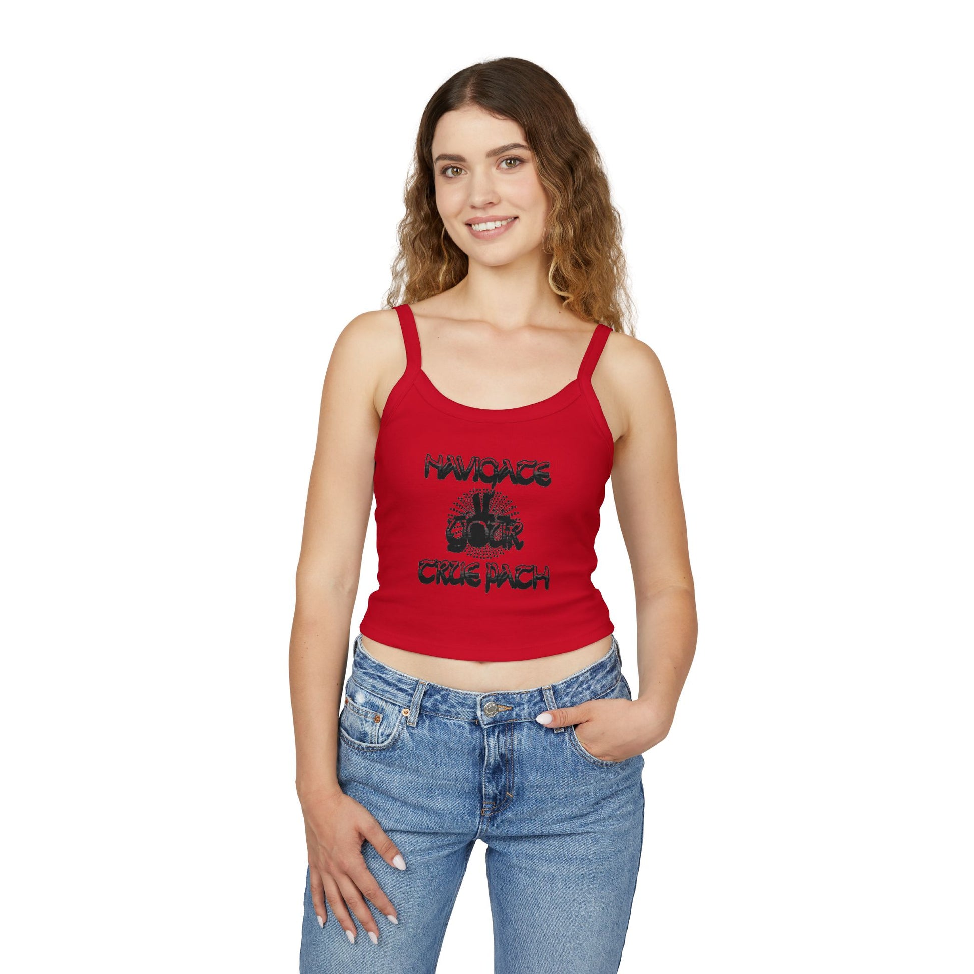 Stylish Women's Spaghetti Strap Tank Top - "Navigate Your True Path" - Perfect for Summer, Beach Days, Parties, Layering, Casual Outfits