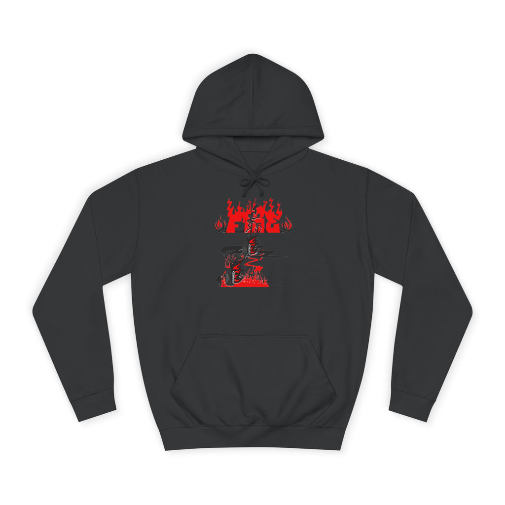 College Hoodie - "Fire" - Unisex Hooded Sweatshirt, Campus Apparel, Gift for Students, College Life, Orange Hoodie