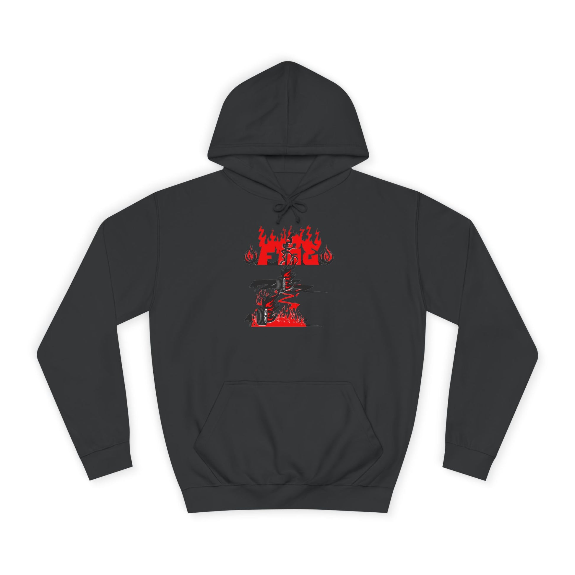 College Hoodie - "Fire" - Unisex Hooded Sweatshirt, Campus Apparel, Gift for Students, College Life, Orange Hoodie
