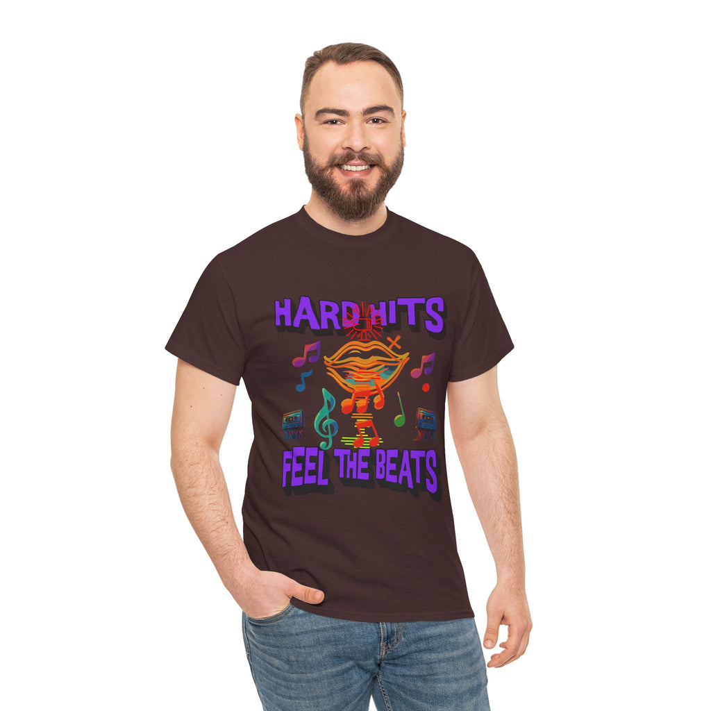 Music Lover Tee - Hard Hits Feel The Beats, Unisex Cotton Shirt, Perfect Gift for Musicians, Concerts, Festivals, Casual Wear