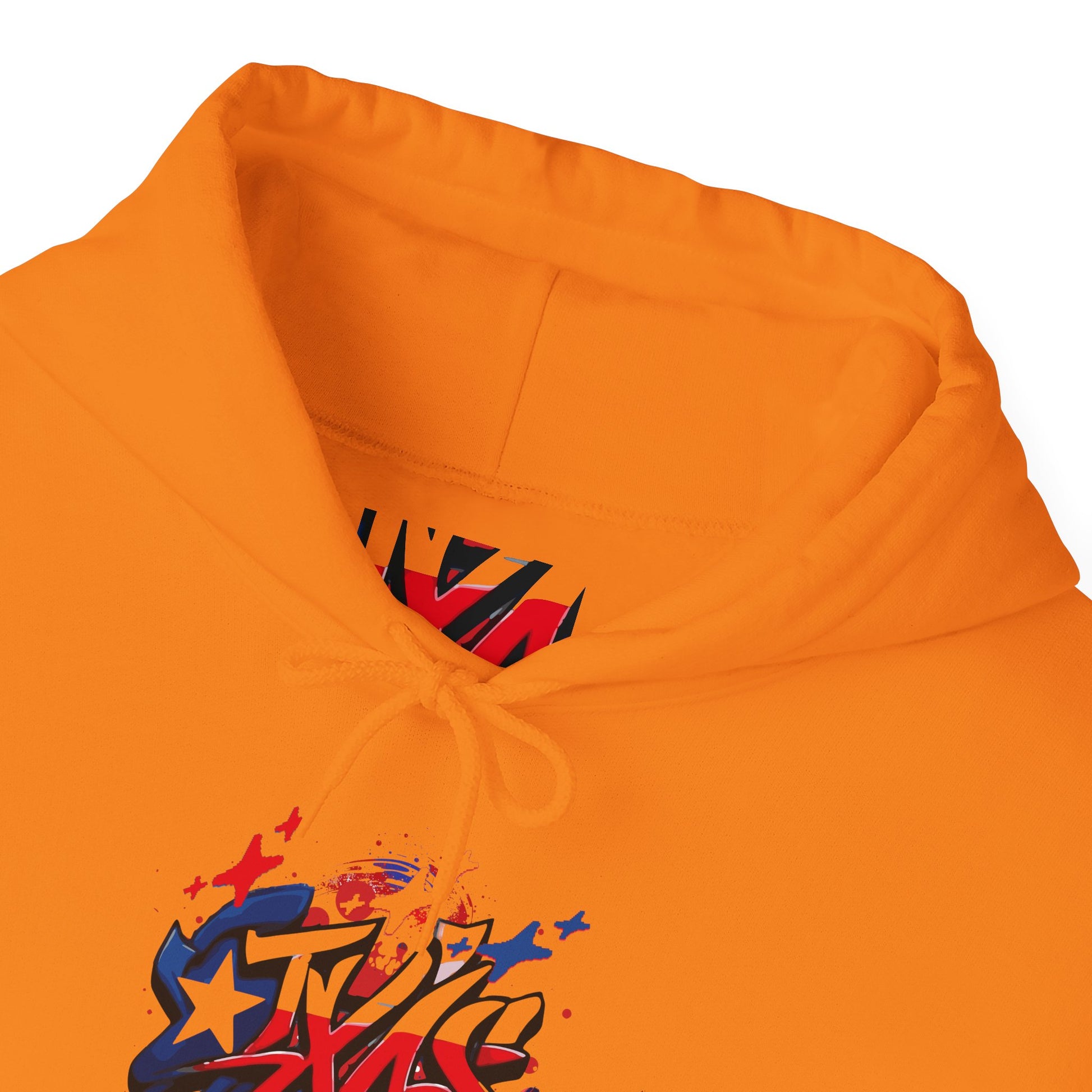 Patriotic Graffiti Hoodie, Cozy Sweatshirt for Casual Wear, Perfect Gift for July 4th, Stylish Streetwear, Unisex Fashion