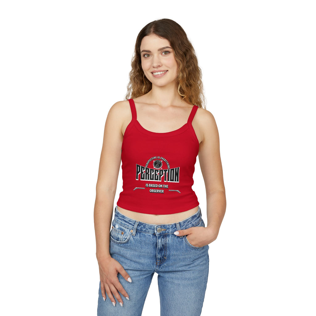 Women's Spaghetti Strap Tank Top - 'Perception' Graphic Tee, Casual Summer Wear, Gift for Her, Boho Style, Festival Top