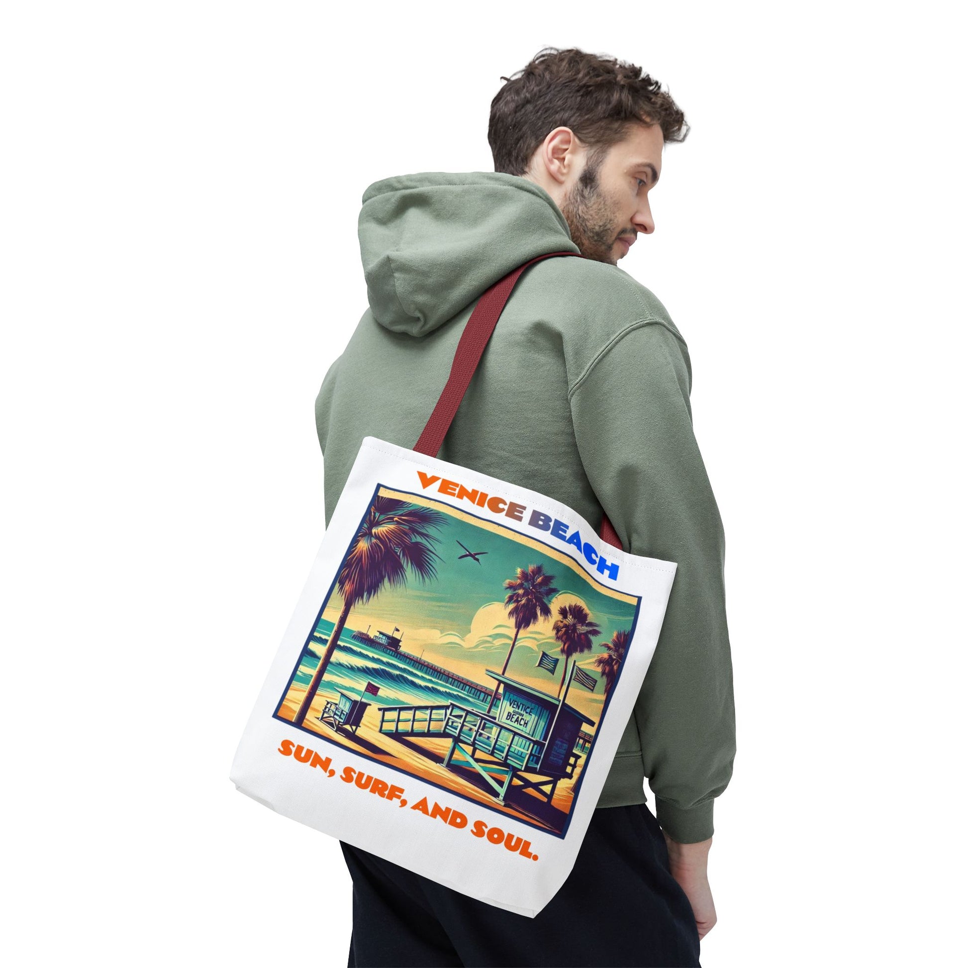 Venice Beach Tote Bag - Sun, Surf, and Soul, Beach Bag, Eco-Friendly, Summer Essential, Travel Tote, Gift for Beach Lovers