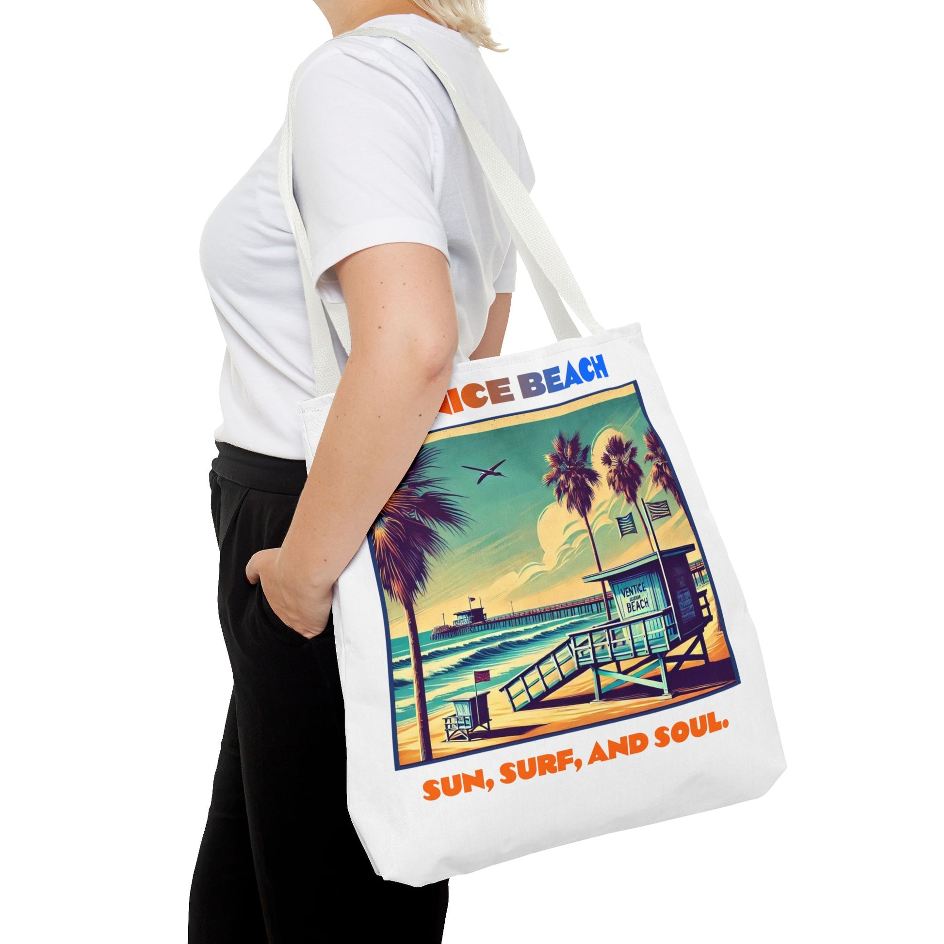 Venice Beach Tote Bag - Sun, Surf, and Soul, Beach Bag, Eco-Friendly, Summer Essential, Travel Tote, Gift for Beach Lovers
