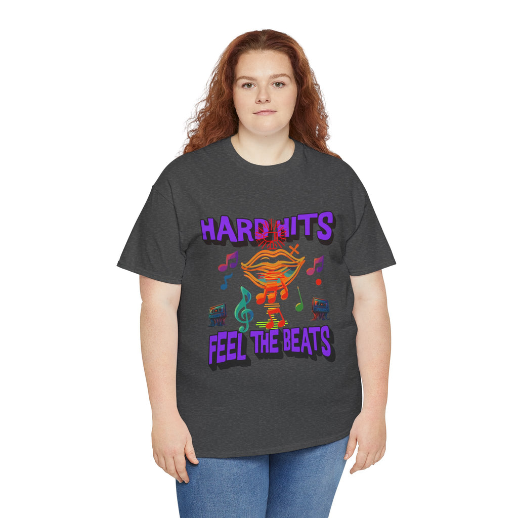 Music Lover Tee - Hard Hits Feel The Beats, Unisex Cotton Shirt, Perfect Gift for Musicians, Concerts, Festivals, Casual Wear