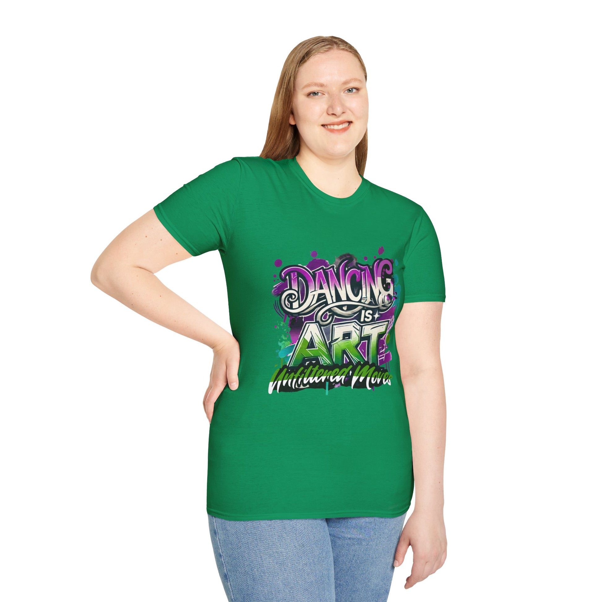 Dance Tee Unisex Softstyle T-Shirt: Dancing is Art & Unfiltered Moves Design