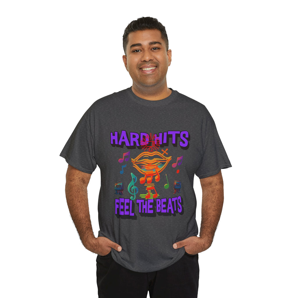 Music Lover Tee - Hard Hits Feel The Beats, Unisex Cotton Shirt, Perfect Gift for Musicians, Concerts, Festivals, Casual Wear