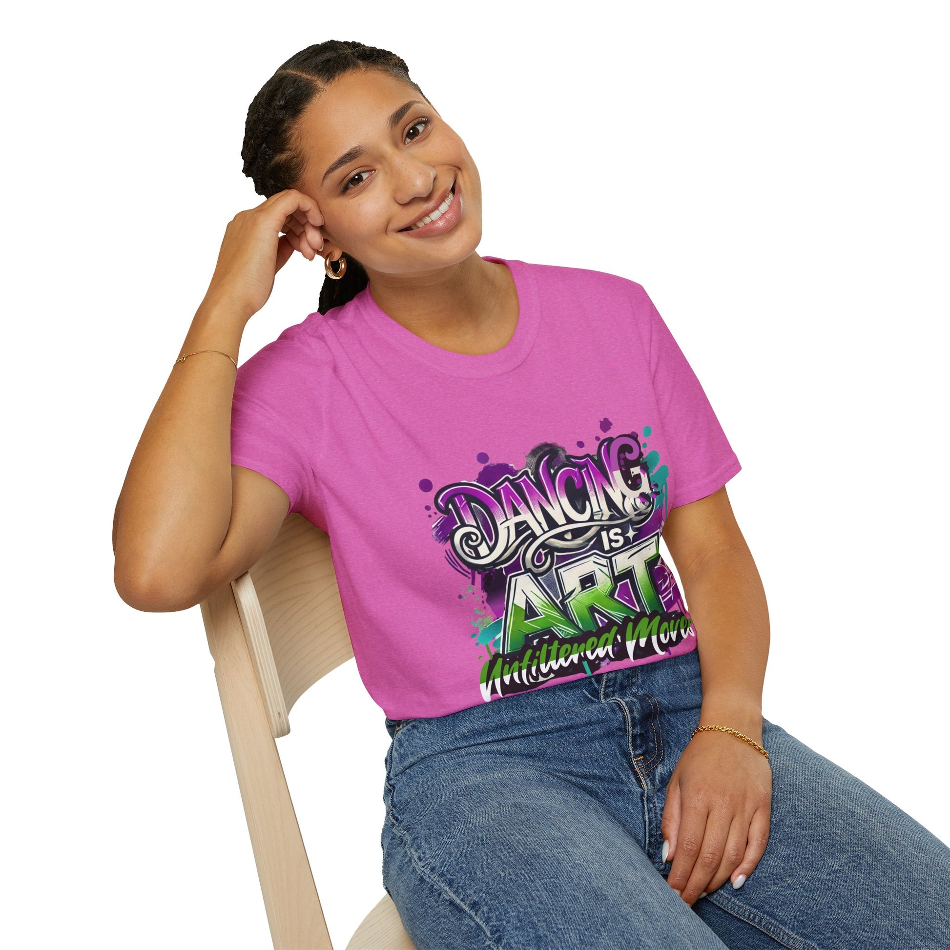 Dance Tee Unisex Softstyle T-Shirt: Dancing is Art & Unfiltered Moves Design