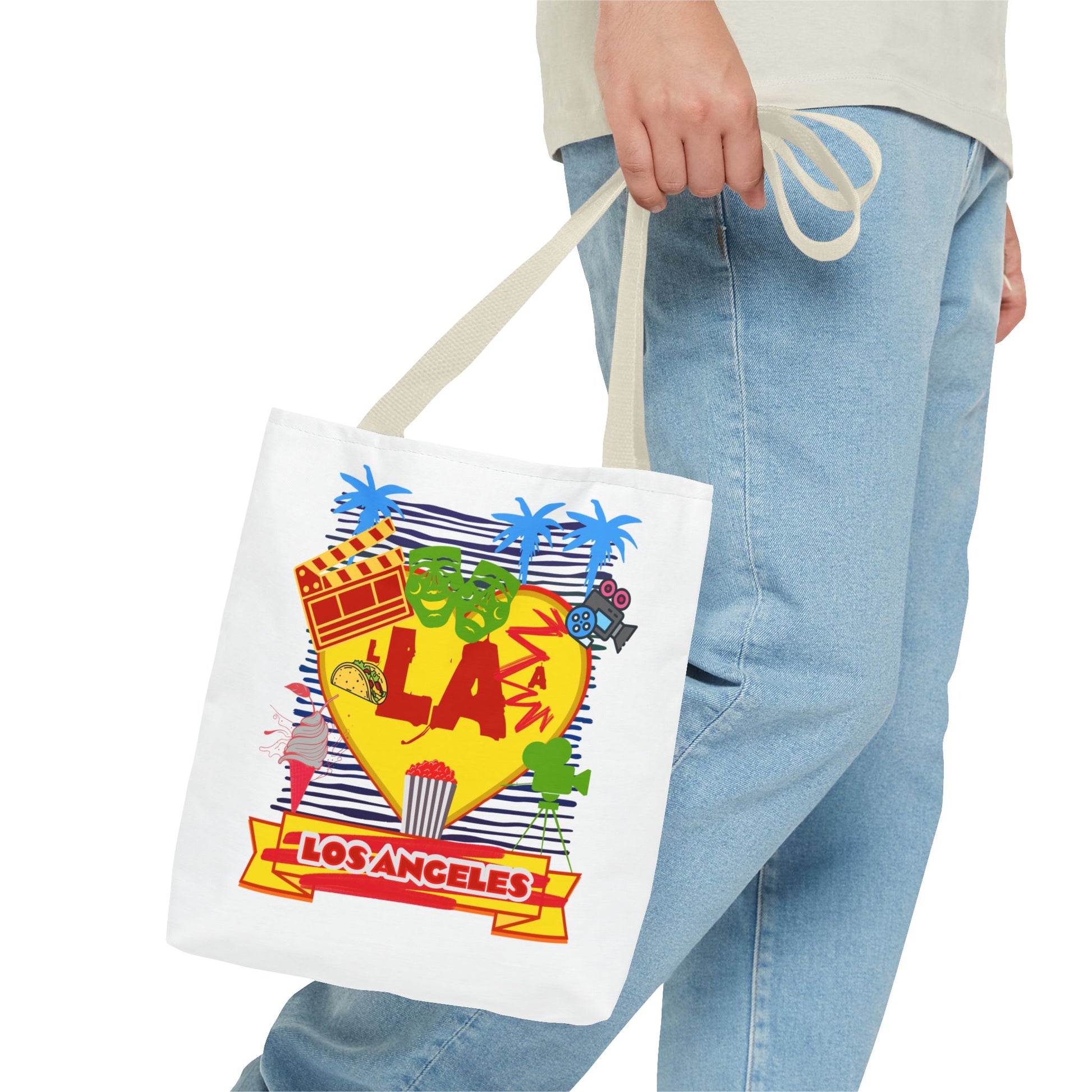 Los Angeles Love Tote Bag, Fun Beach Bag, Travel Tote, Summer Accessory, Gift for Travelers, AOP Design