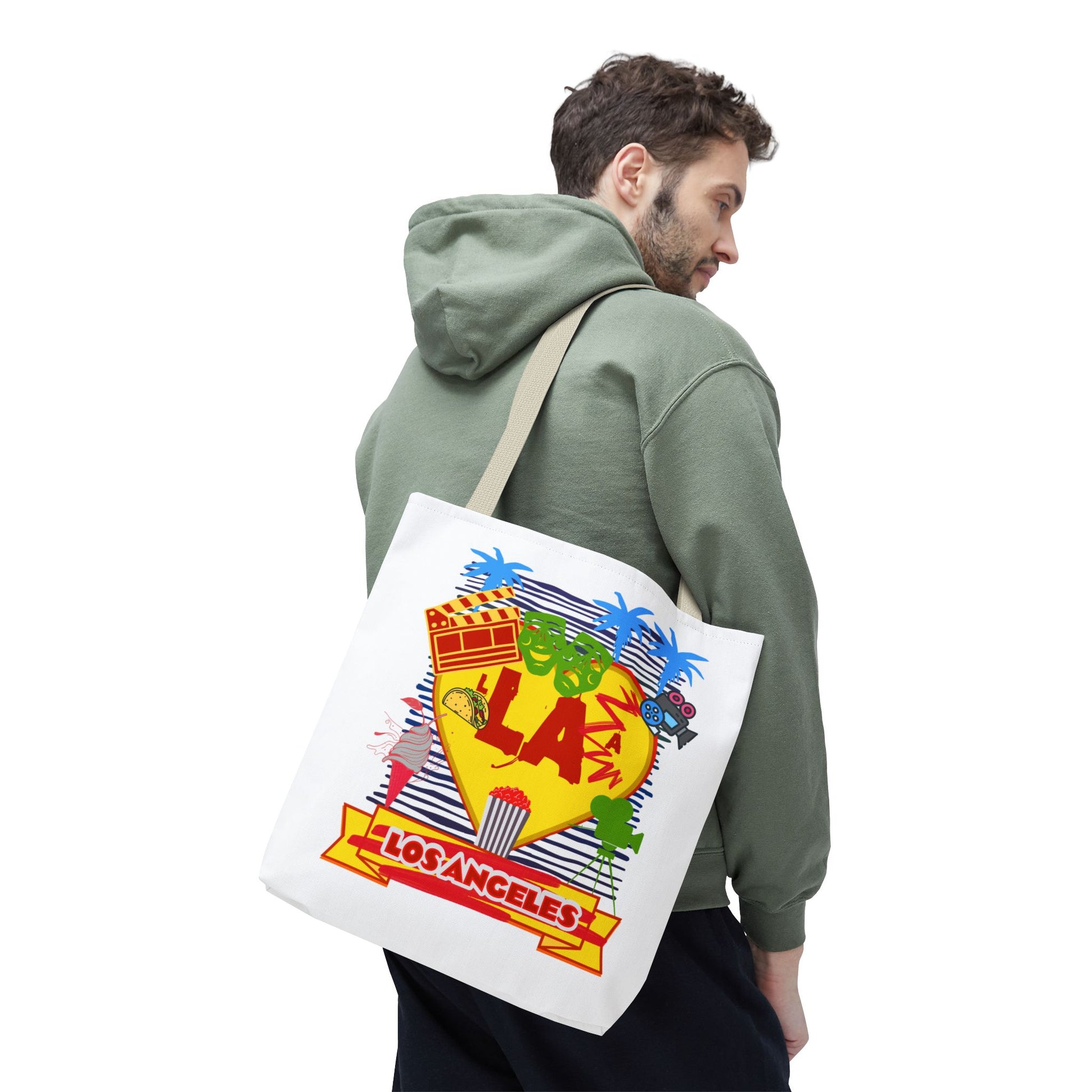 Los Angeles Love Tote Bag, Fun Beach Bag, Travel Tote, Summer Accessory, Gift for Travelers, AOP Design