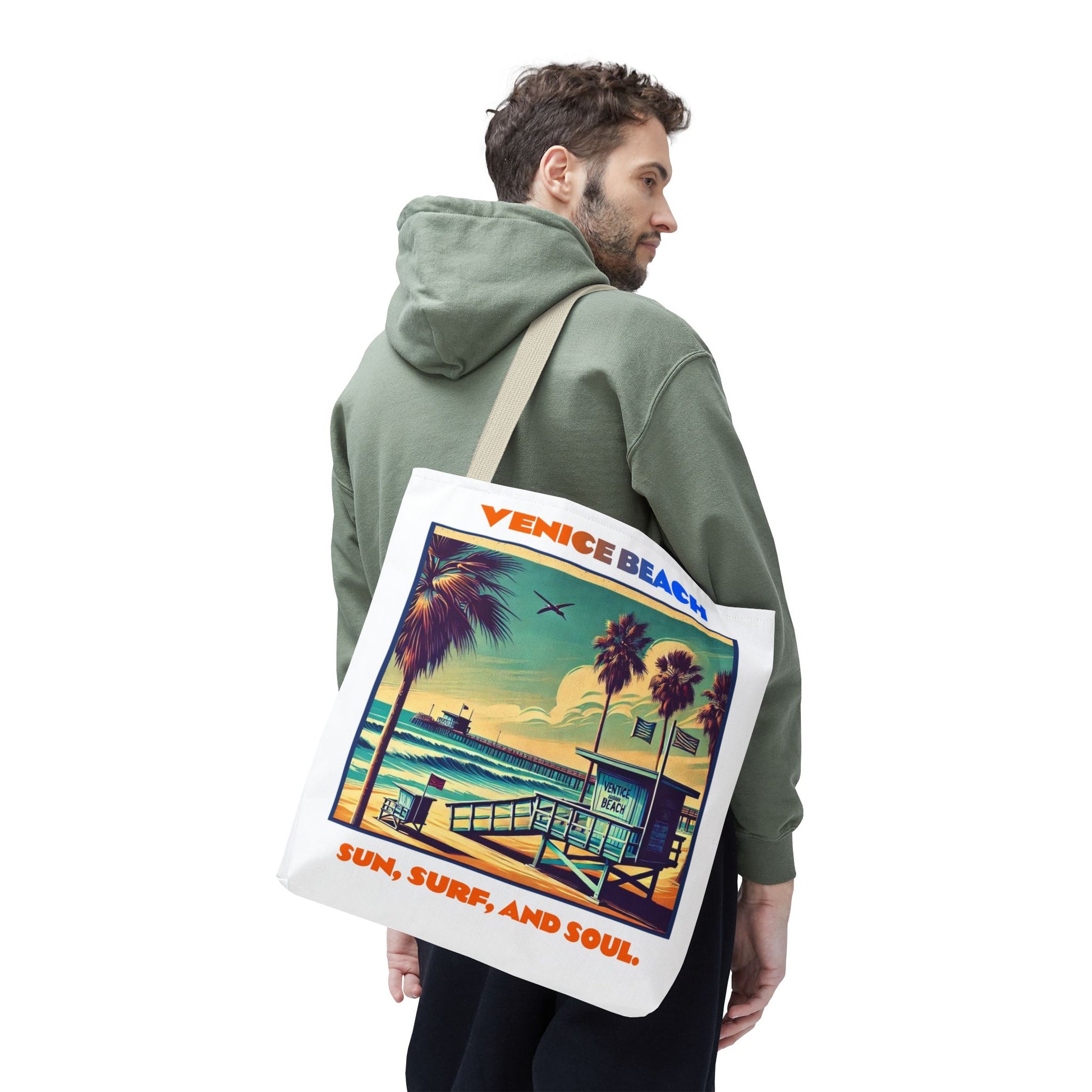 Venice Beach Tote Bag - Sun, Surf, and Soul, Beach Bag, Eco-Friendly, Summer Essential, Travel Tote, Gift for Beach Lovers