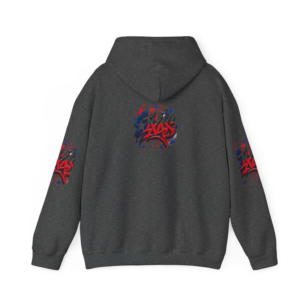 Patriotic Graffiti Hoodie, Cozy Sweatshirt for Casual Wear, Perfect Gift for July 4th, Stylish Streetwear, Unisex Fashion