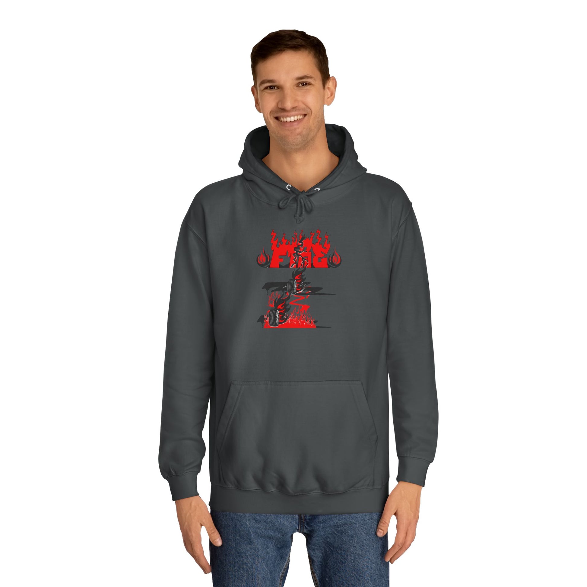 College Hoodie - "Fire" - Unisex Hooded Sweatshirt, Campus Apparel, Gift for Students, College Life, Orange Hoodie