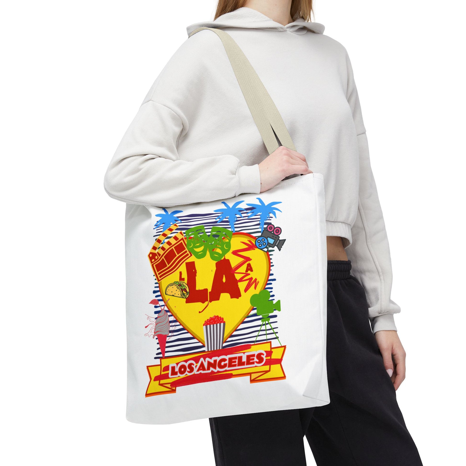 Los Angeles Love Tote Bag, Fun Beach Bag, Travel Tote, Summer Accessory, Gift for Travelers, AOP Design