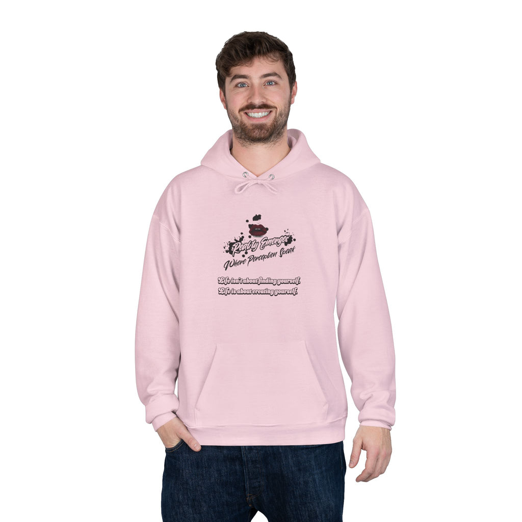 Hoodie Reality Emerges Where Perception Speaks Red Lips and Ink Splatter Design