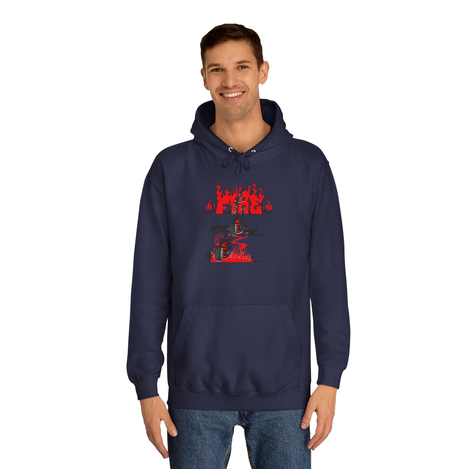 College Hoodie - "Fire" - Unisex Hooded Sweatshirt, Campus Apparel, Gift for Students, College Life, Orange Hoodie