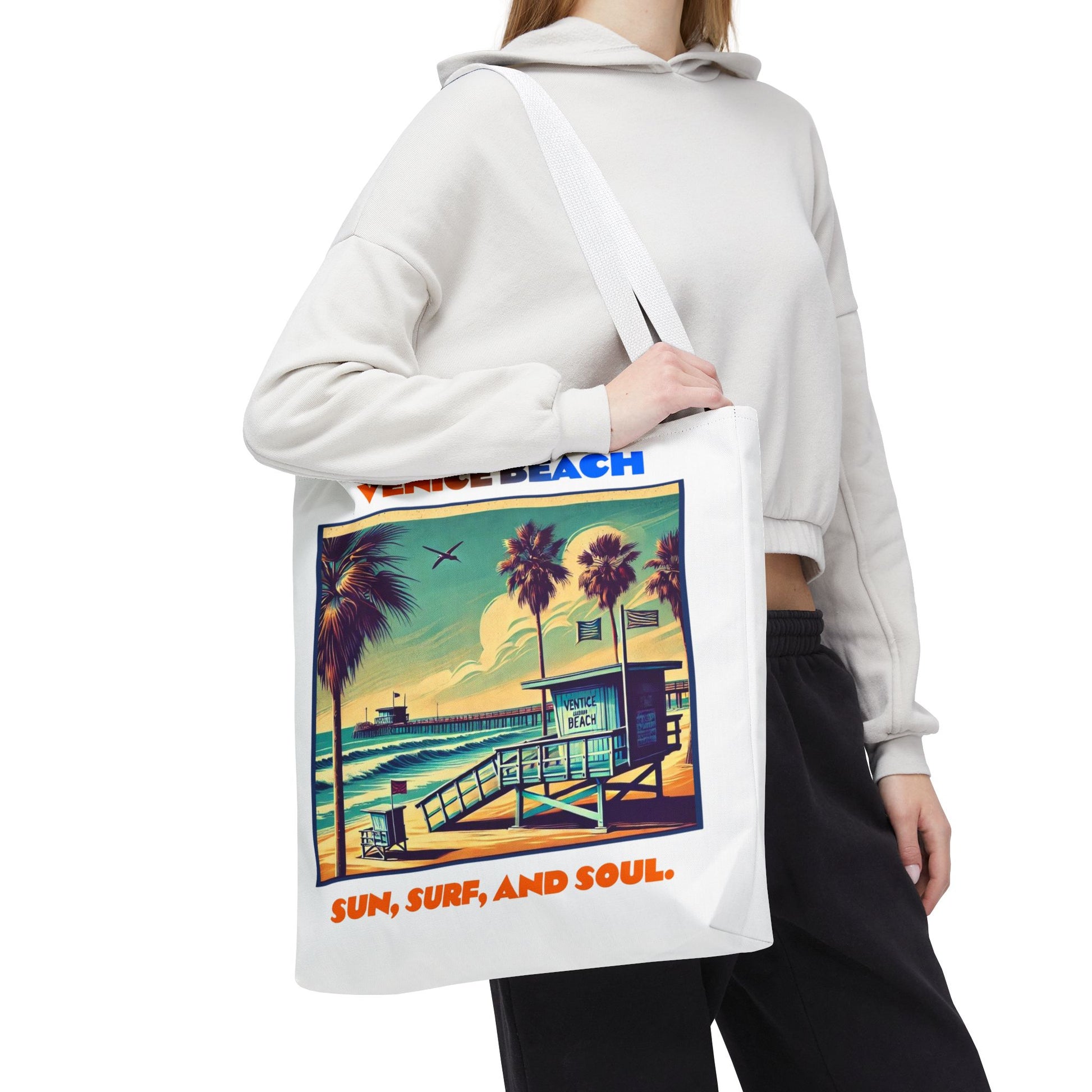 Venice Beach Tote Bag - Sun, Surf, and Soul, Beach Bag, Eco-Friendly, Summer Essential, Travel Tote, Gift for Beach Lovers