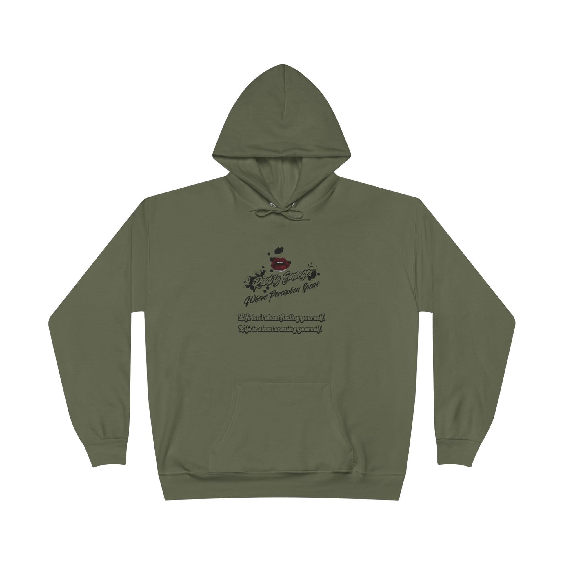Hoodie Reality Emerges Where Perception Speaks Red Lips and Ink Splatter Design