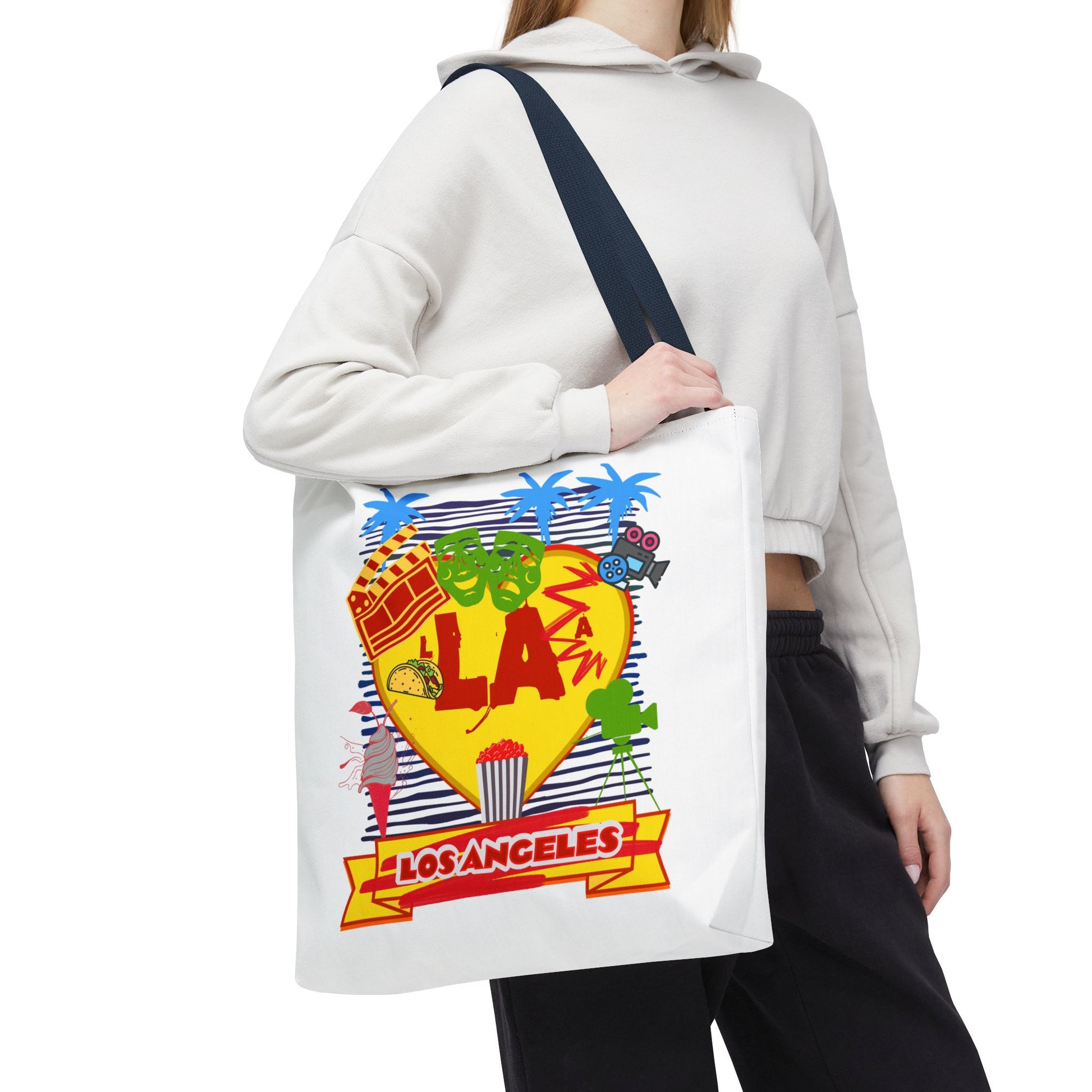 Los Angeles Love Tote Bag, Fun Beach Bag, Travel Tote, Summer Accessory, Gift for Travelers, AOP Design