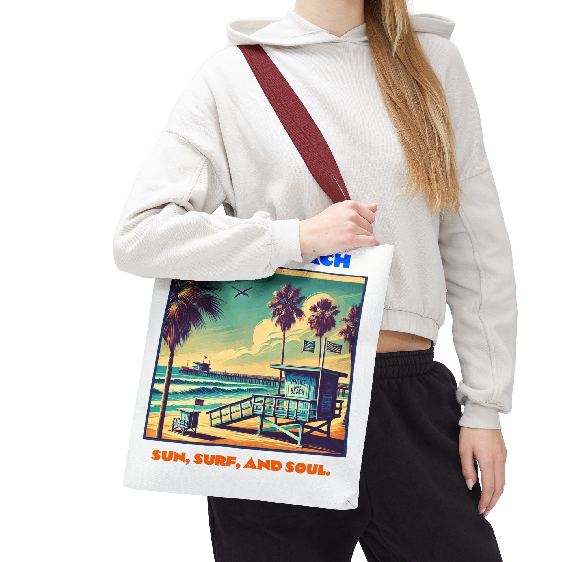 Venice Beach Tote Bag - Sun, Surf, and Soul, Beach Bag, Eco-Friendly, Summer Essential, Travel Tote, Gift for Beach Lovers