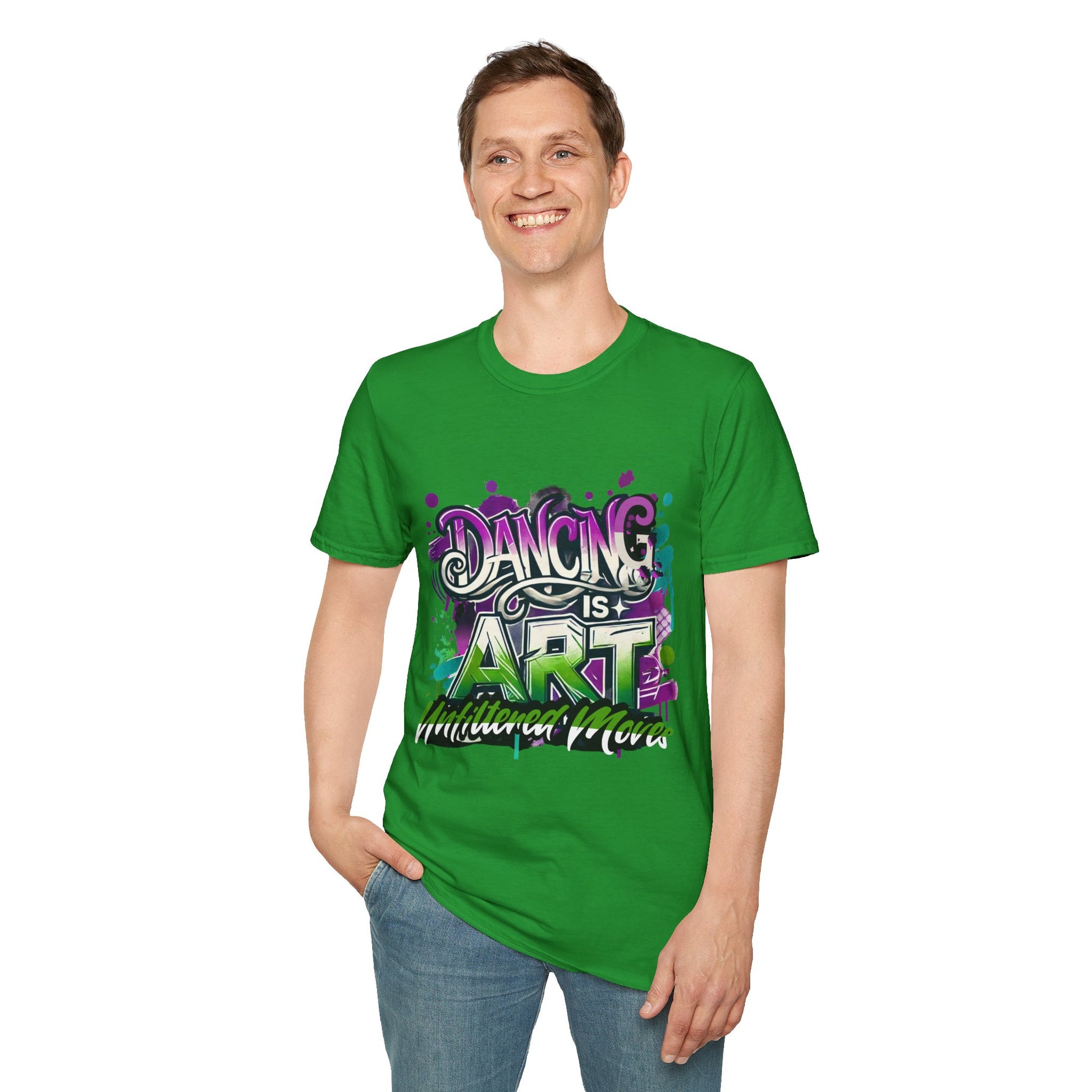 Dance Tee Unisex Softstyle T-Shirt: Dancing is Art & Unfiltered Moves Design