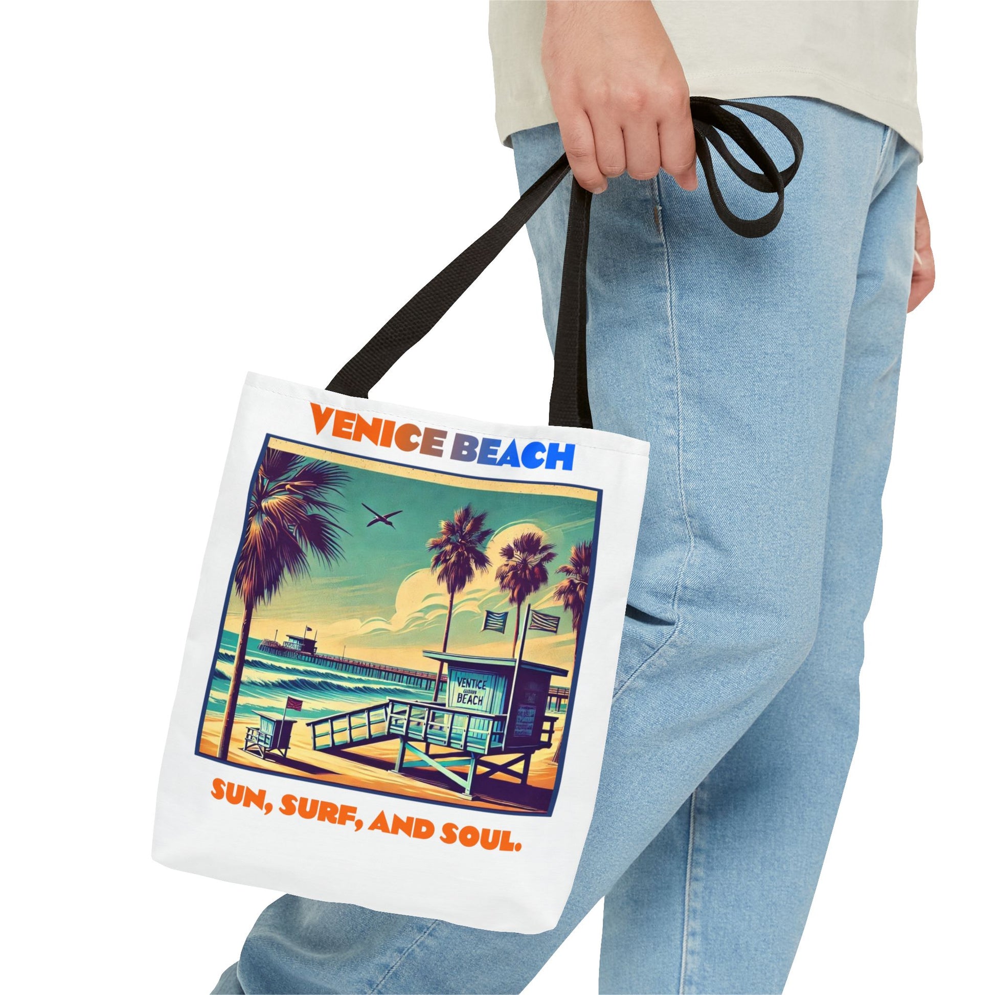 Venice Beach Tote Bag - Sun, Surf, and Soul, Beach Bag, Eco-Friendly, Summer Essential, Travel Tote, Gift for Beach Lovers