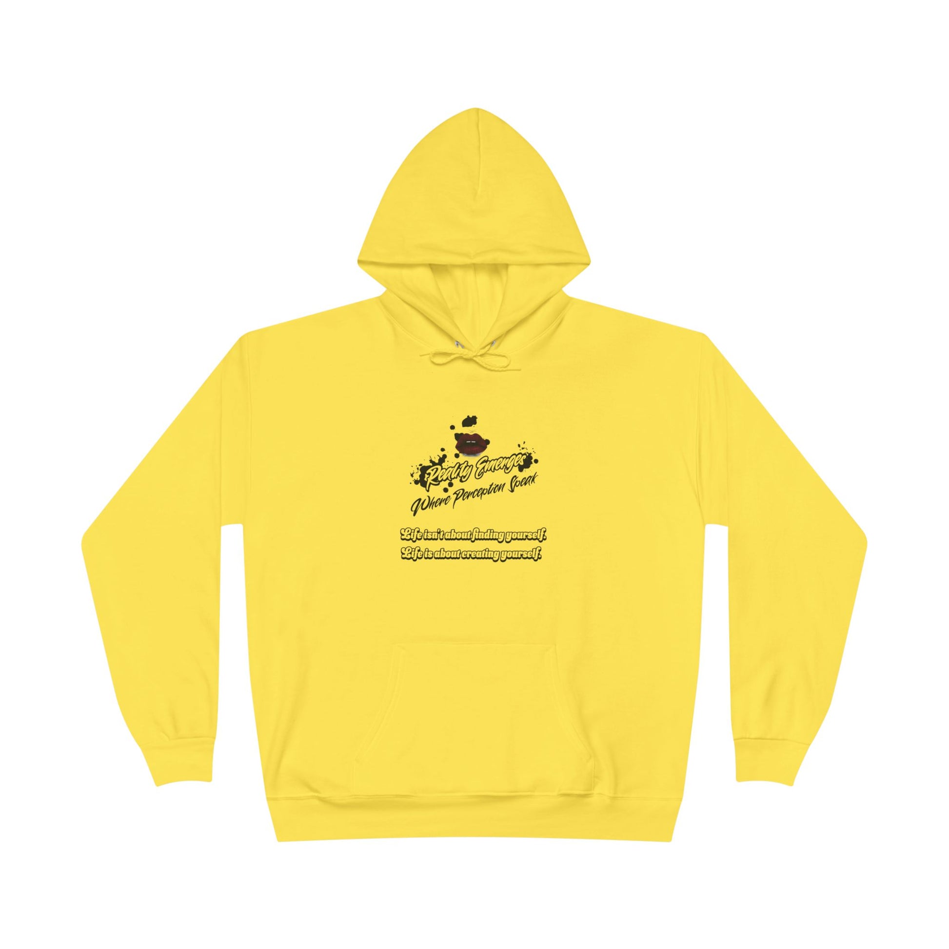 Hoodie Reality Emerges Where Perception Speaks Red Lips and Ink Splatter Design
